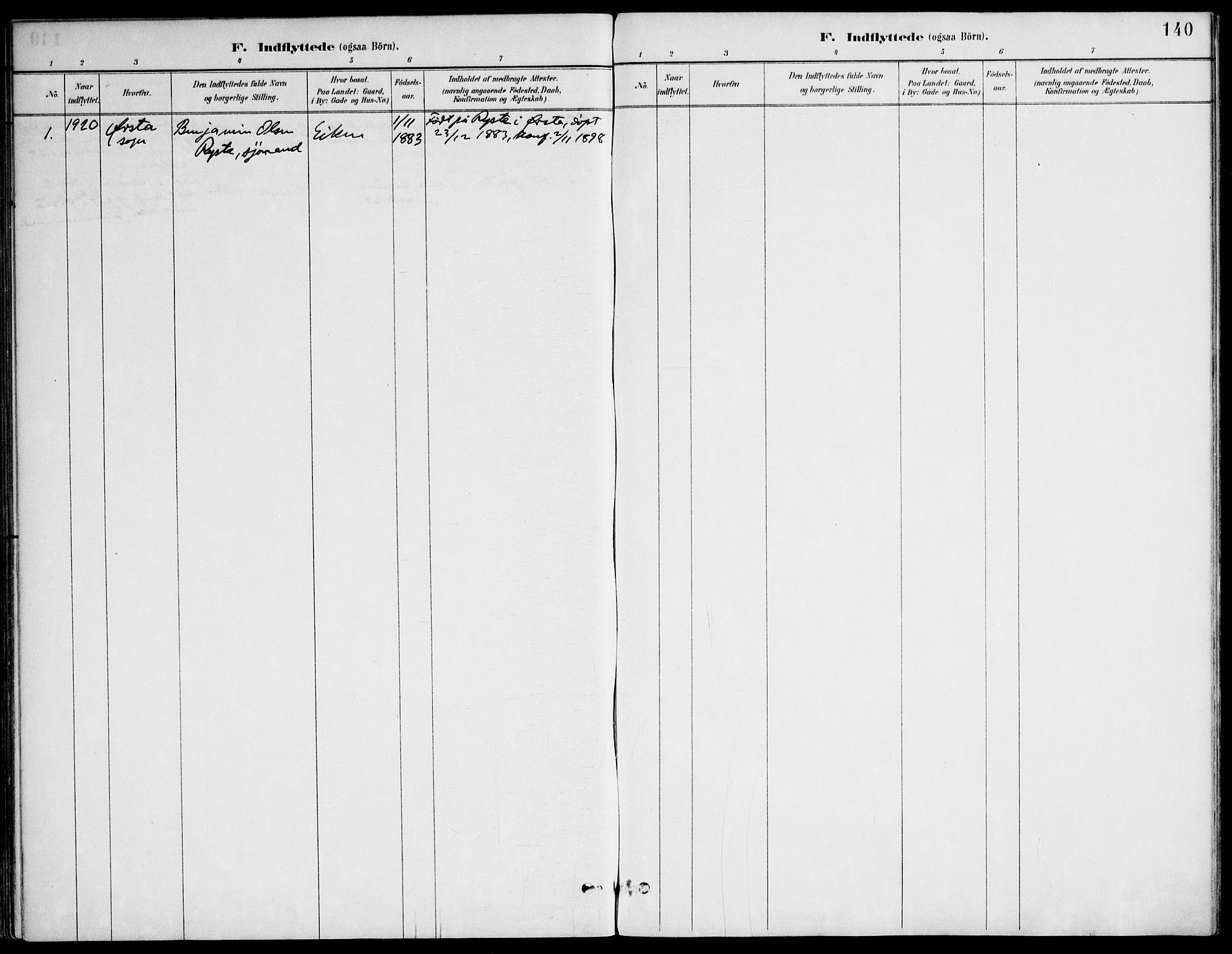 Ministerialprotokoller, klokkerbøker og fødselsregistre - Møre og Romsdal, AV/SAT-A-1454/508/L0095: Parish register (official) no. 508A02, 1887-1920, p. 140