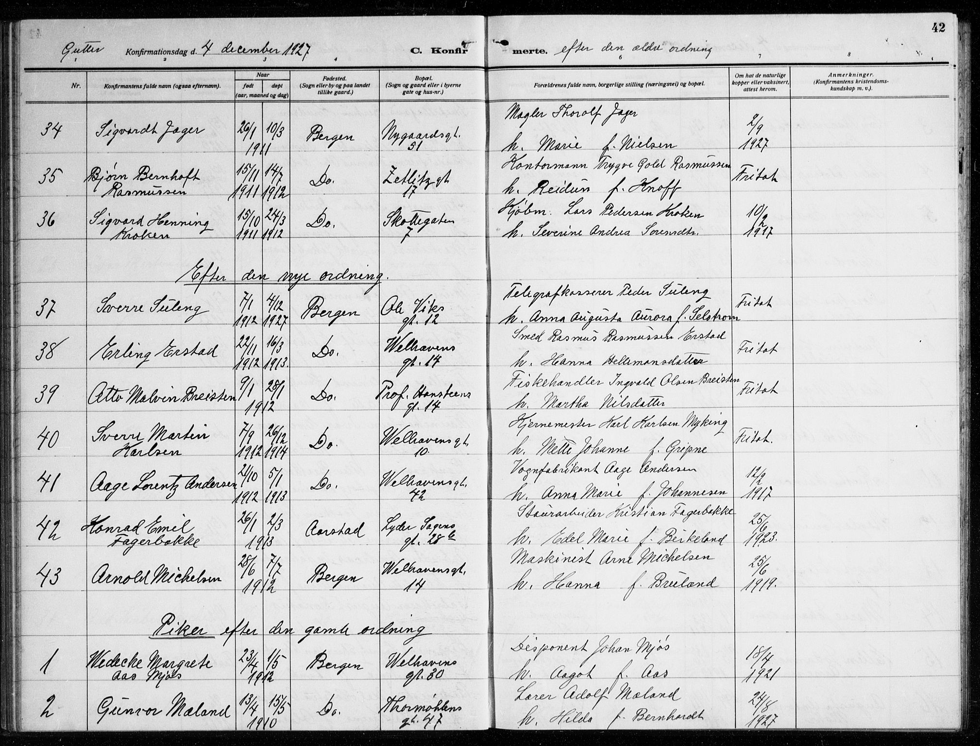 Johanneskirken sokneprestembete, SAB/A-76001/H/Haa/L0010: Parish register (official) no. C 3, 1925-1935, p. 42