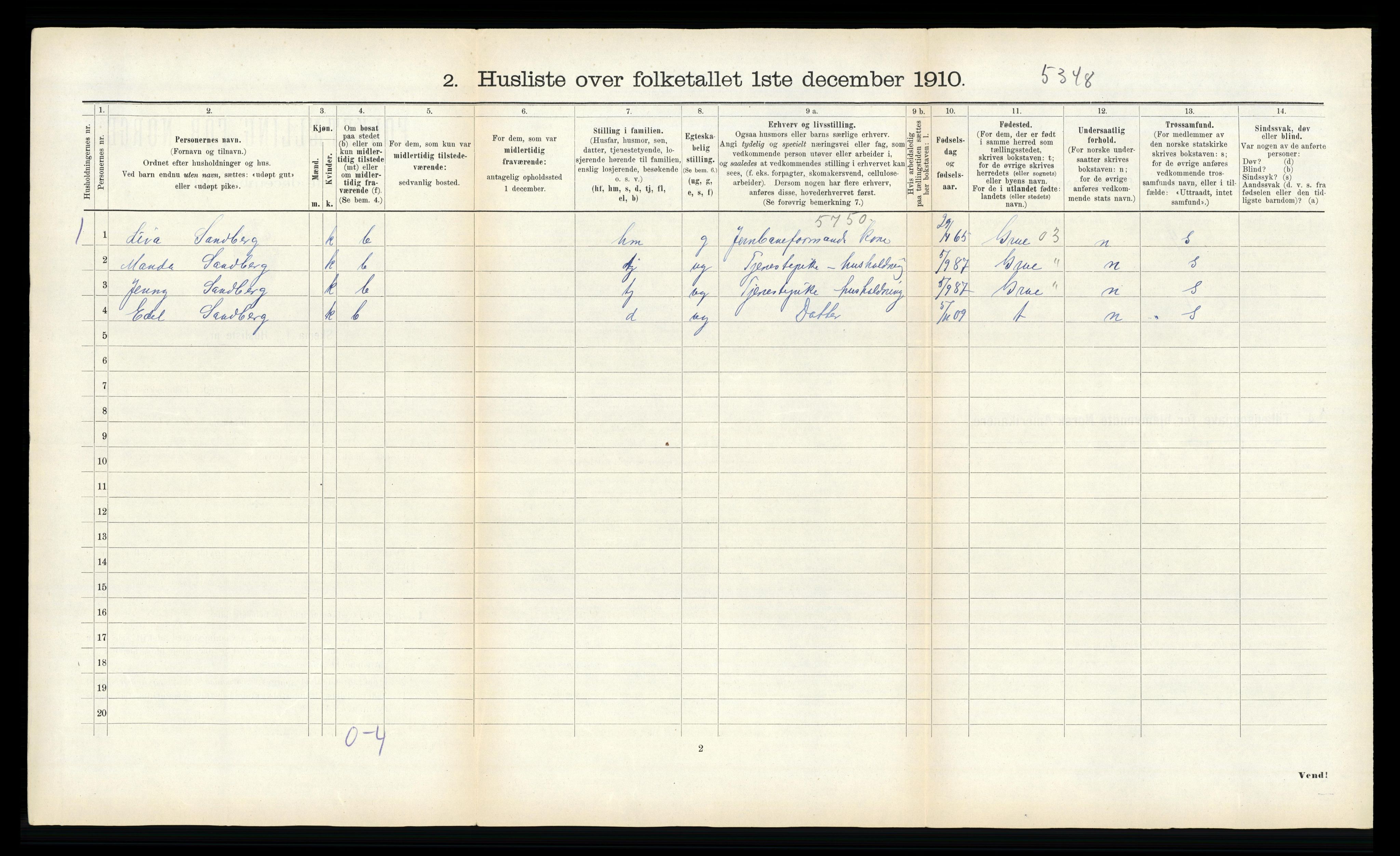 RA, 1910 census for Egge, 1910, p. 74