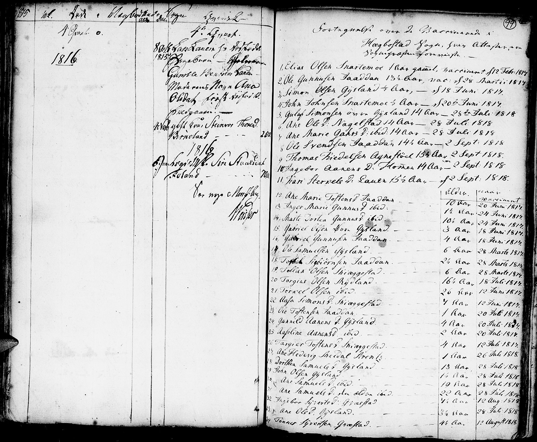 Hægebostad sokneprestkontor, SAK/1111-0024/F/Fa/Faa/L0001: Parish register (official) no. A 1 /1, 1760-1820, p. 99