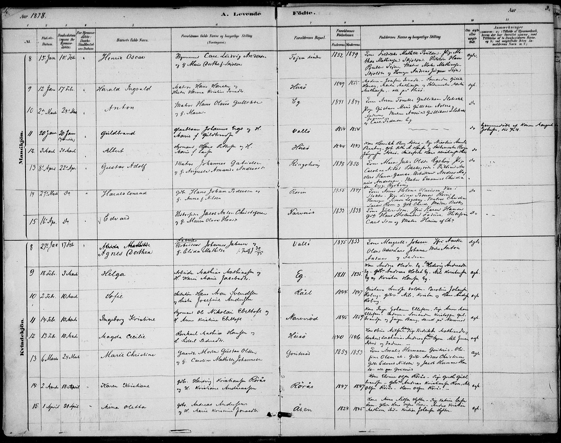 Sem kirkebøker, AV/SAKO-A-5/F/Fb/L0004: Parish register (official) no. II 4, 1878-1891, p. 3