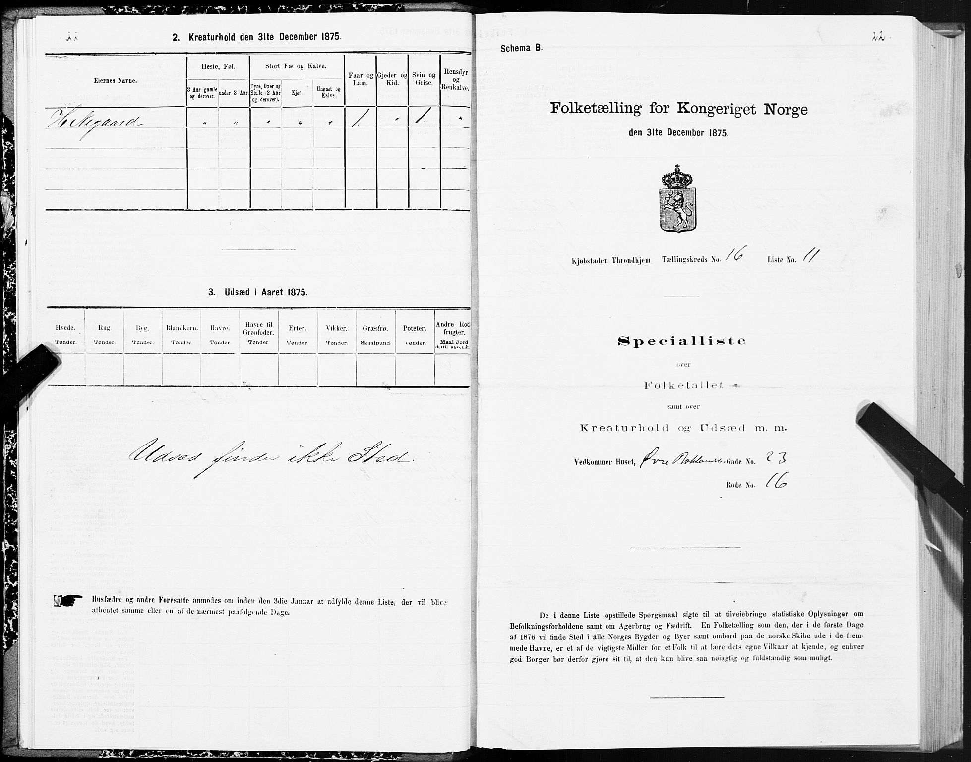 SAT, 1875 census for 1601 Trondheim, 1875, p. 9022