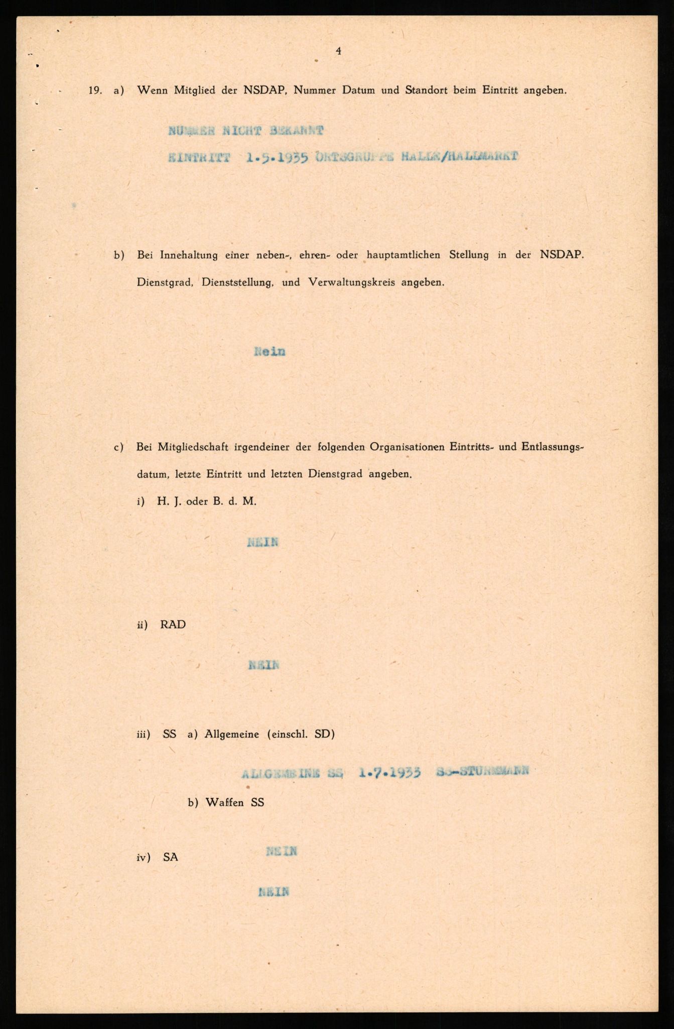 Forsvaret, Forsvarets overkommando II, AV/RA-RAFA-3915/D/Db/L0029: CI Questionaires. Tyske okkupasjonsstyrker i Norge. Tyskere., 1945-1946, p. 88