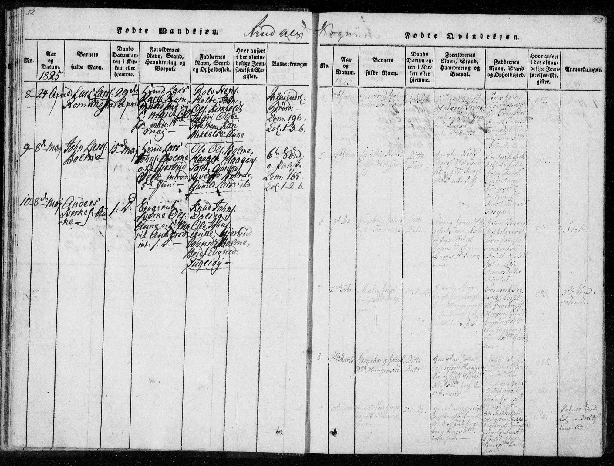 Ministerialprotokoller, klokkerbøker og fødselsregistre - Møre og Romsdal, SAT/A-1454/595/L1041: Parish register (official) no. 595A03, 1819-1829, p. 52-53