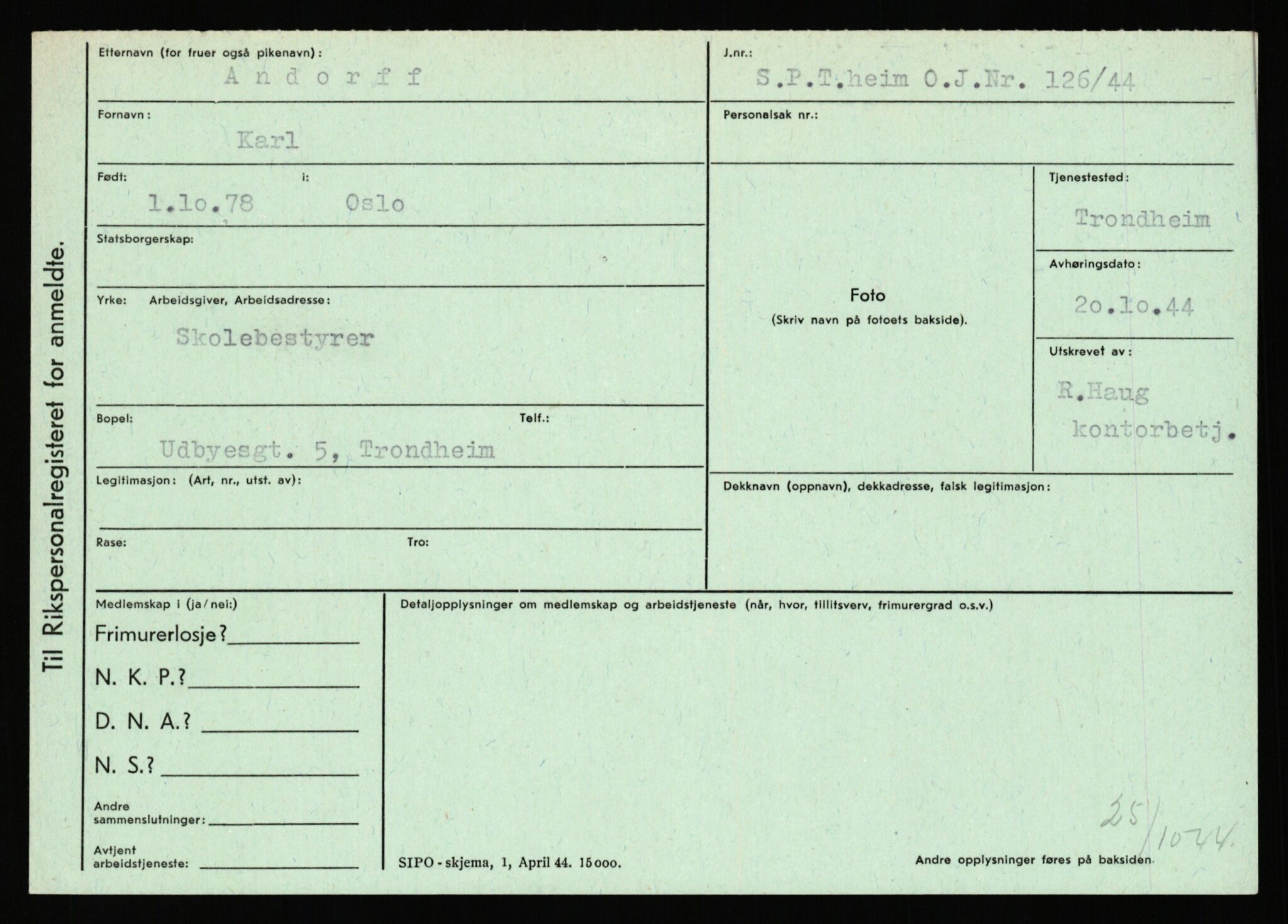 Statspolitiet - Hovedkontoret / Osloavdelingen, AV/RA-S-1329/C/Ca/L0001: Aabakken - Armann, 1943-1945, p. 3685