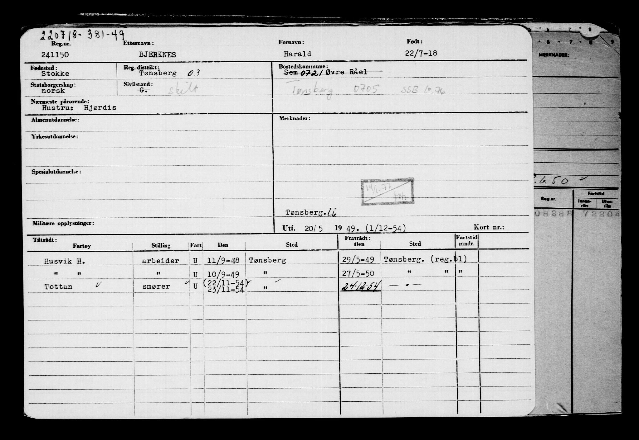 Direktoratet for sjømenn, AV/RA-S-3545/G/Gb/L0160: Hovedkort, 1918, p. 443