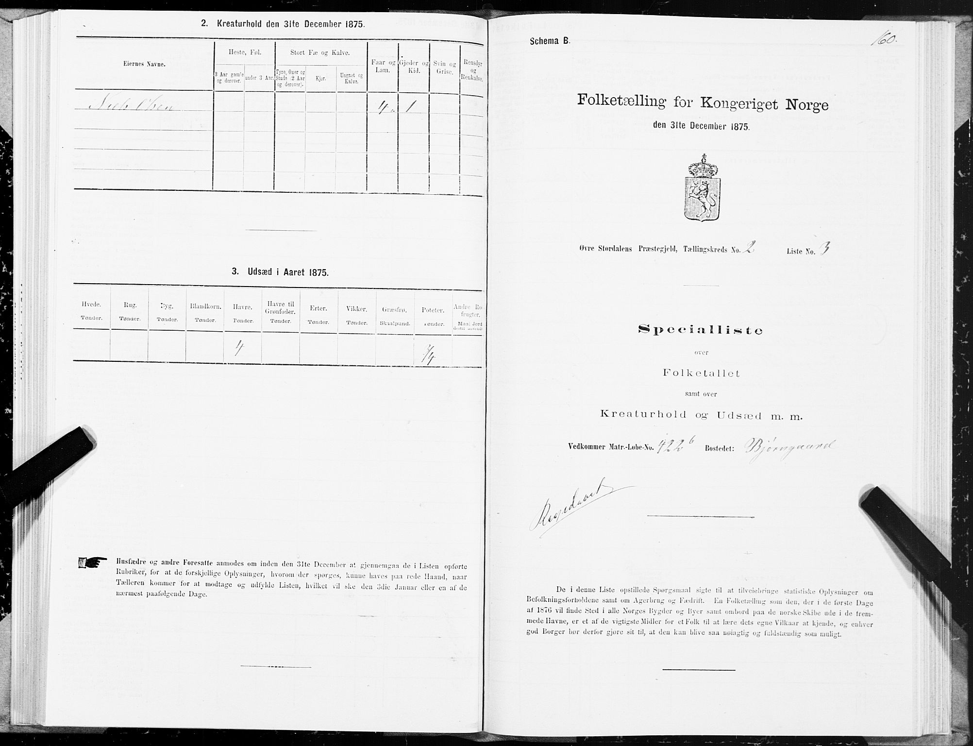 SAT, 1875 census for 1711P Øvre Stjørdal, 1875, p. 1160