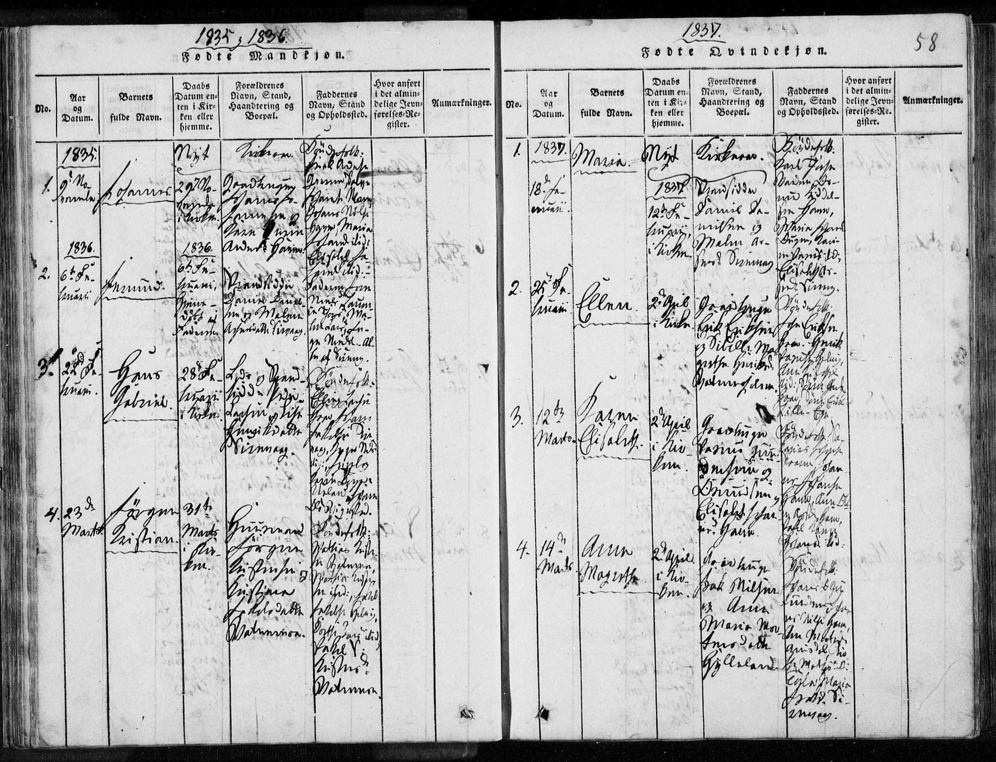 Eigersund sokneprestkontor, SAST/A-101807/S08/L0008: Parish register (official) no. A 8, 1816-1847, p. 58