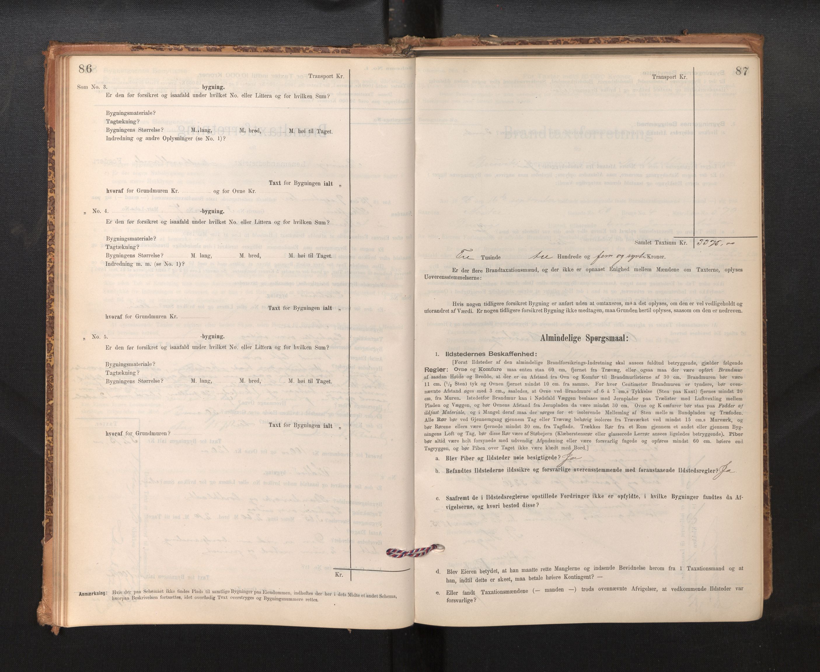 Lensmannen i Bruvik, SAB/A-31301/0012/L0006: Branntakstprotokoll, skjematakst, 1894-1906, p. 86-87