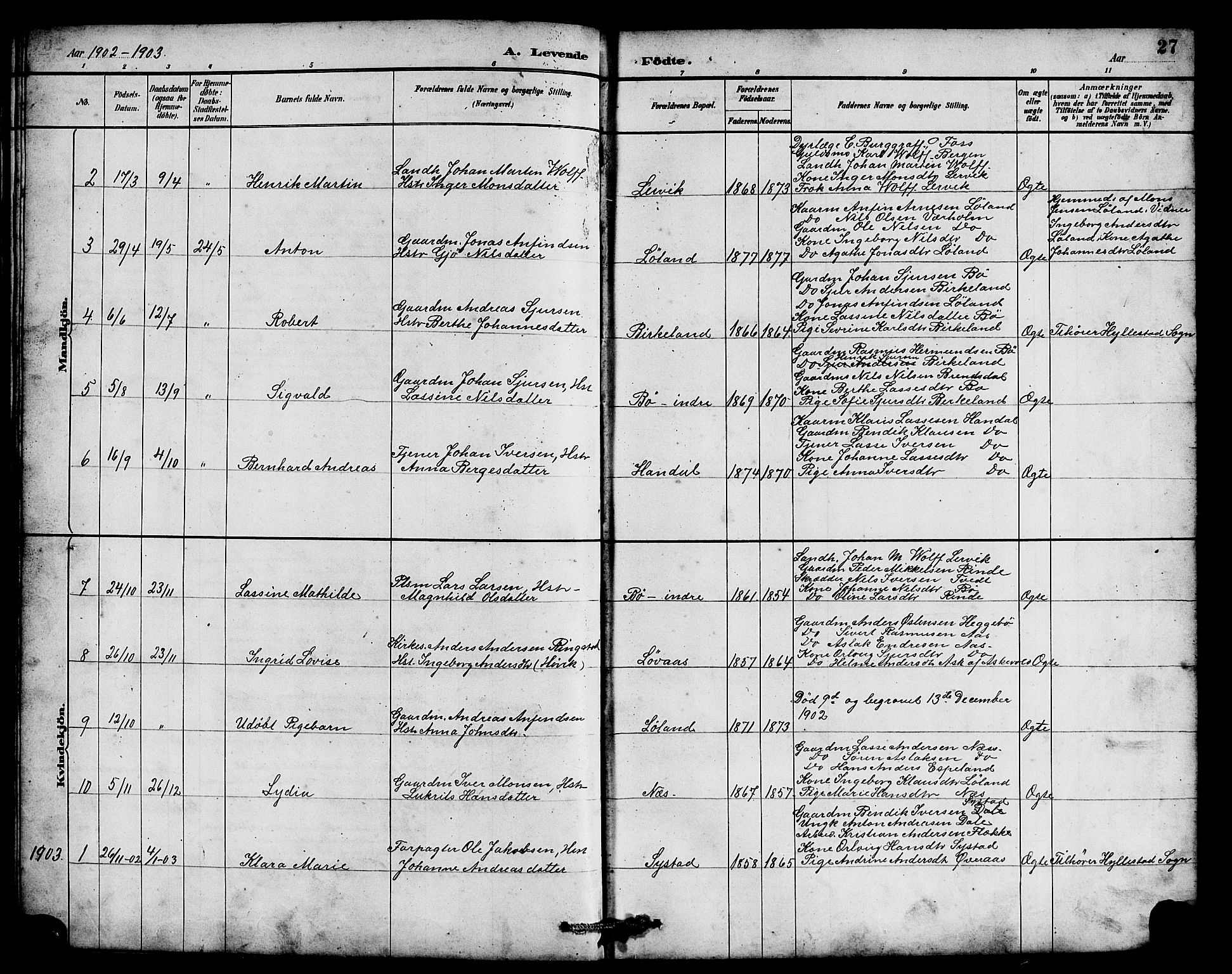 Hyllestad sokneprestembete, AV/SAB-A-80401: Parish register (copy) no. B 2, 1889-1915, p. 27