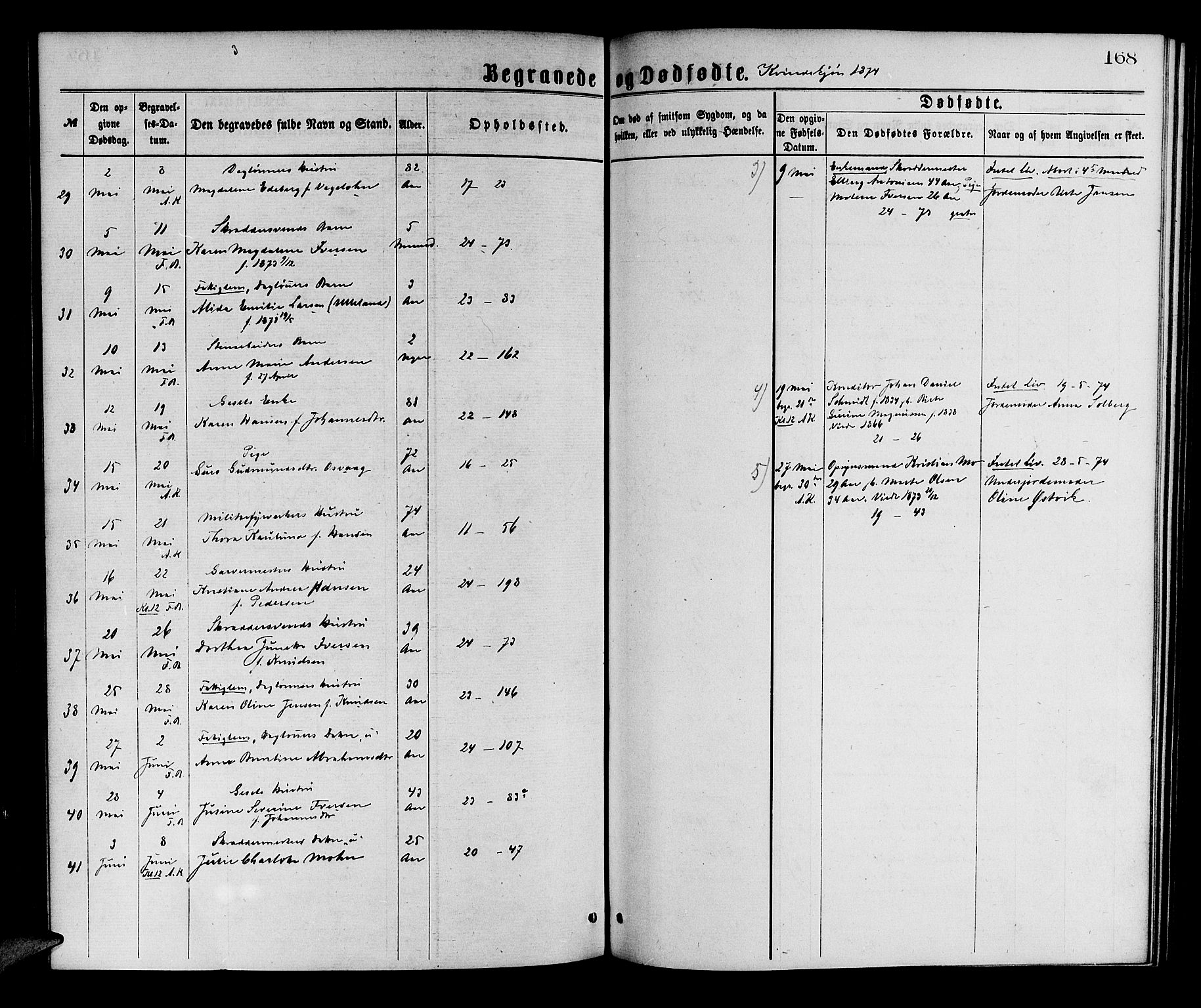 Korskirken sokneprestembete, AV/SAB-A-76101/H/Hab: Parish register (copy) no. E 3, 1871-1883, p. 168