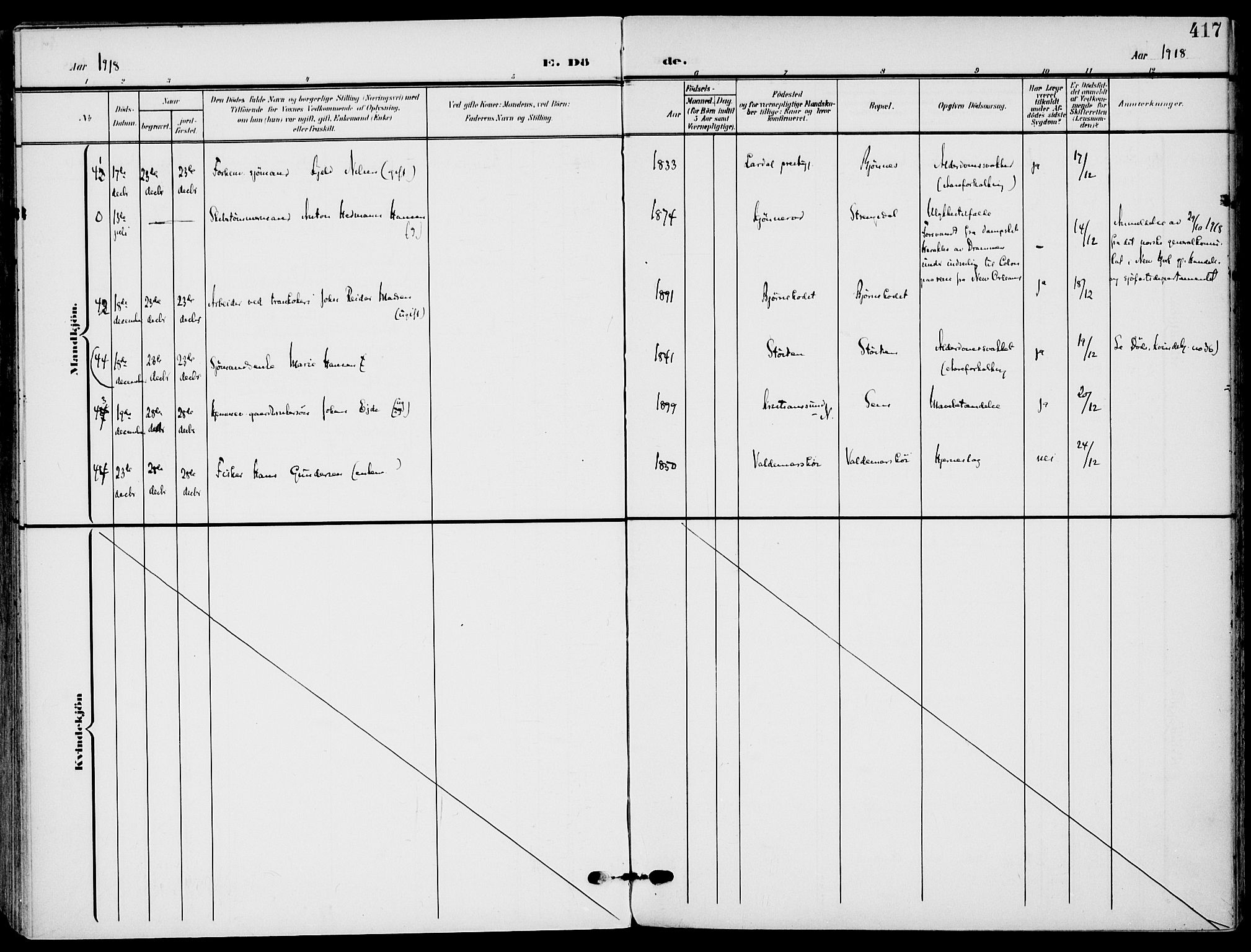 Nøtterøy kirkebøker, AV/SAKO-A-354/F/Fa/L0010: Parish register (official) no. I 10, 1908-1919, p. 417