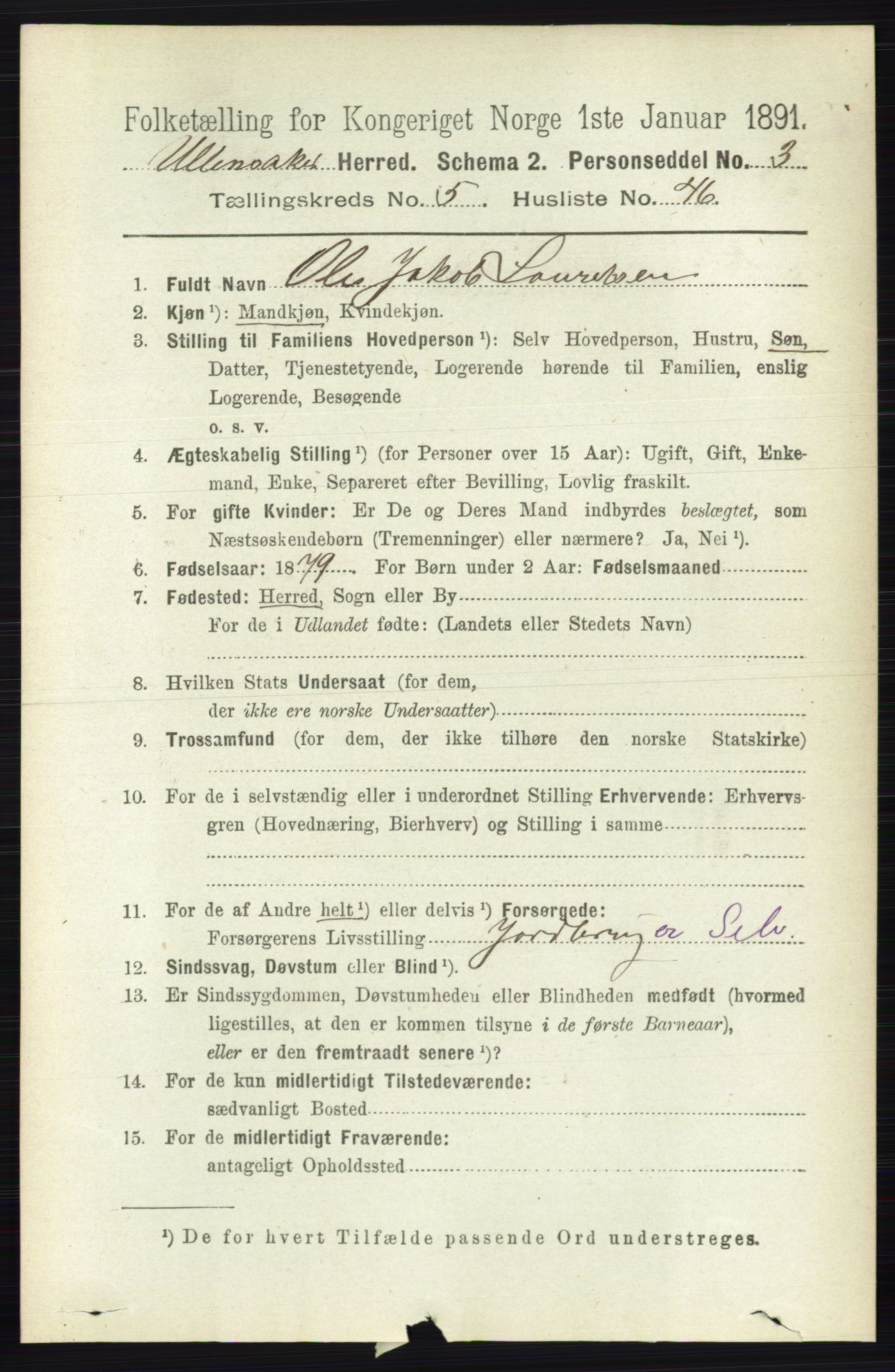 RA, 1891 census for 0235 Ullensaker, 1891, p. 2342