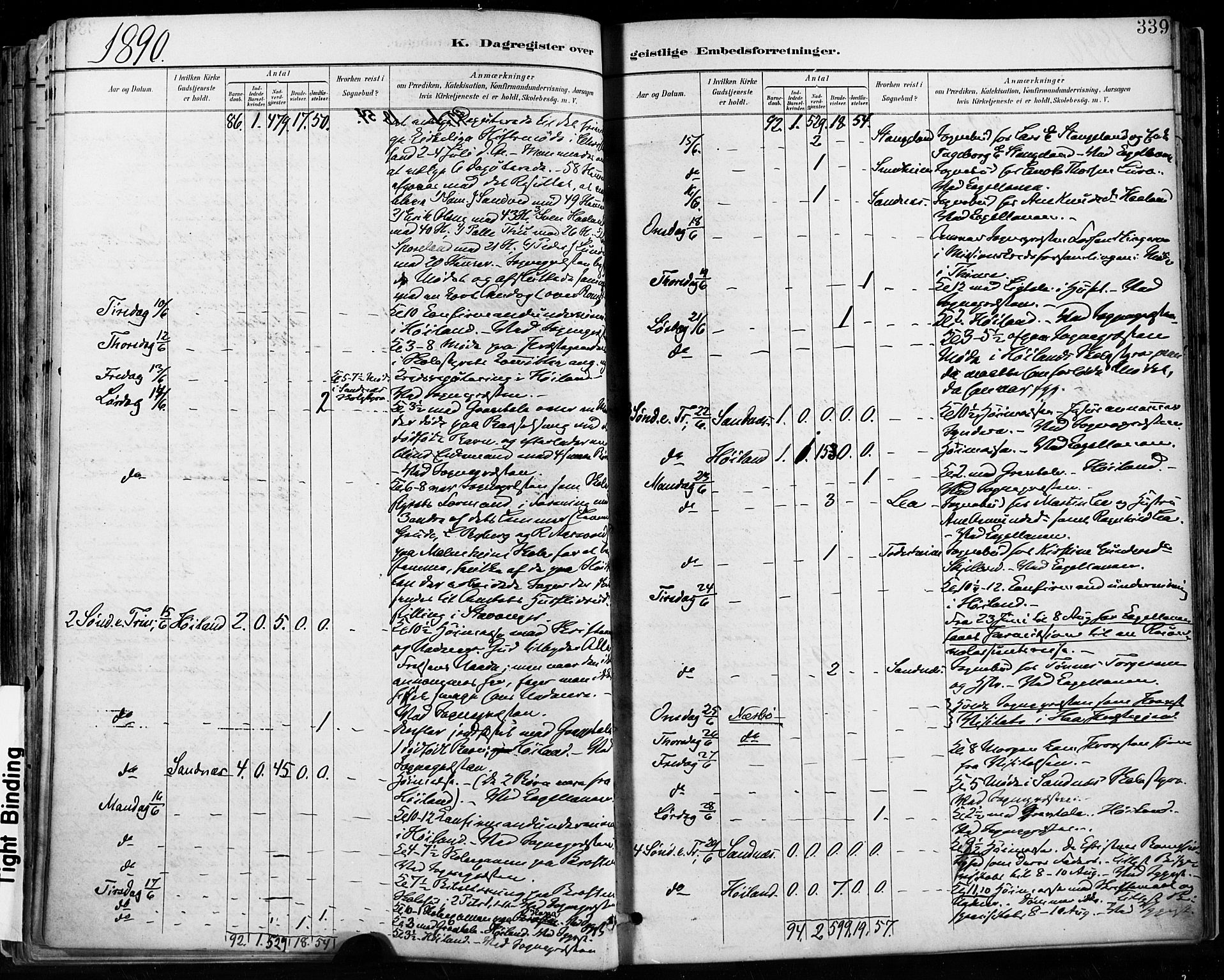 Høyland sokneprestkontor, AV/SAST-A-101799/001/30BA/L0013: Parish register (official) no. A 13.2, 1889-1898, p. 339