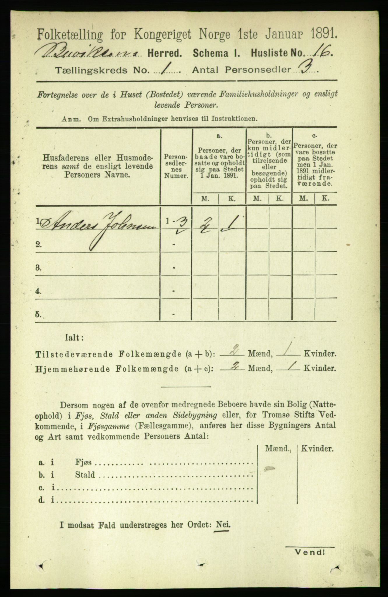 RA, 1891 census for 1656 Buvik, 1891, p. 27
