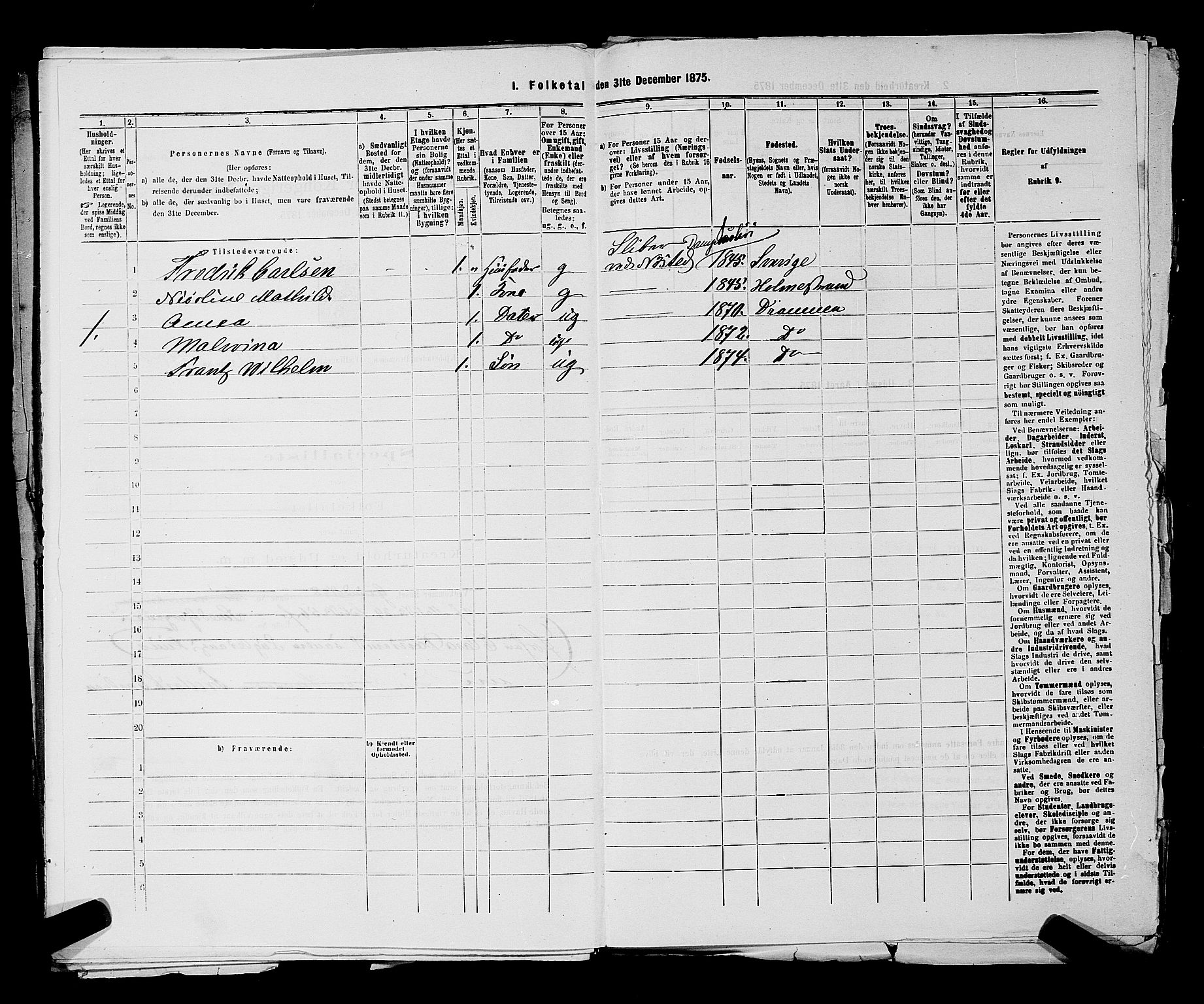 SAKO, 1875 census for 0602 Drammen, 1875, p. 3719