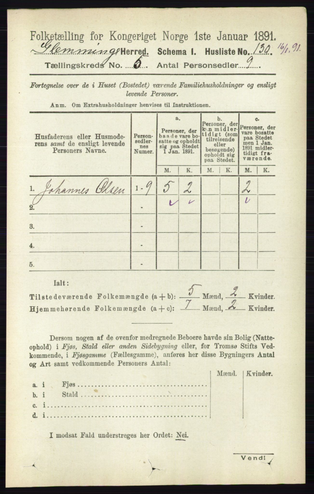 RA, 1891 census for 0132 Glemmen, 1891, p. 6027