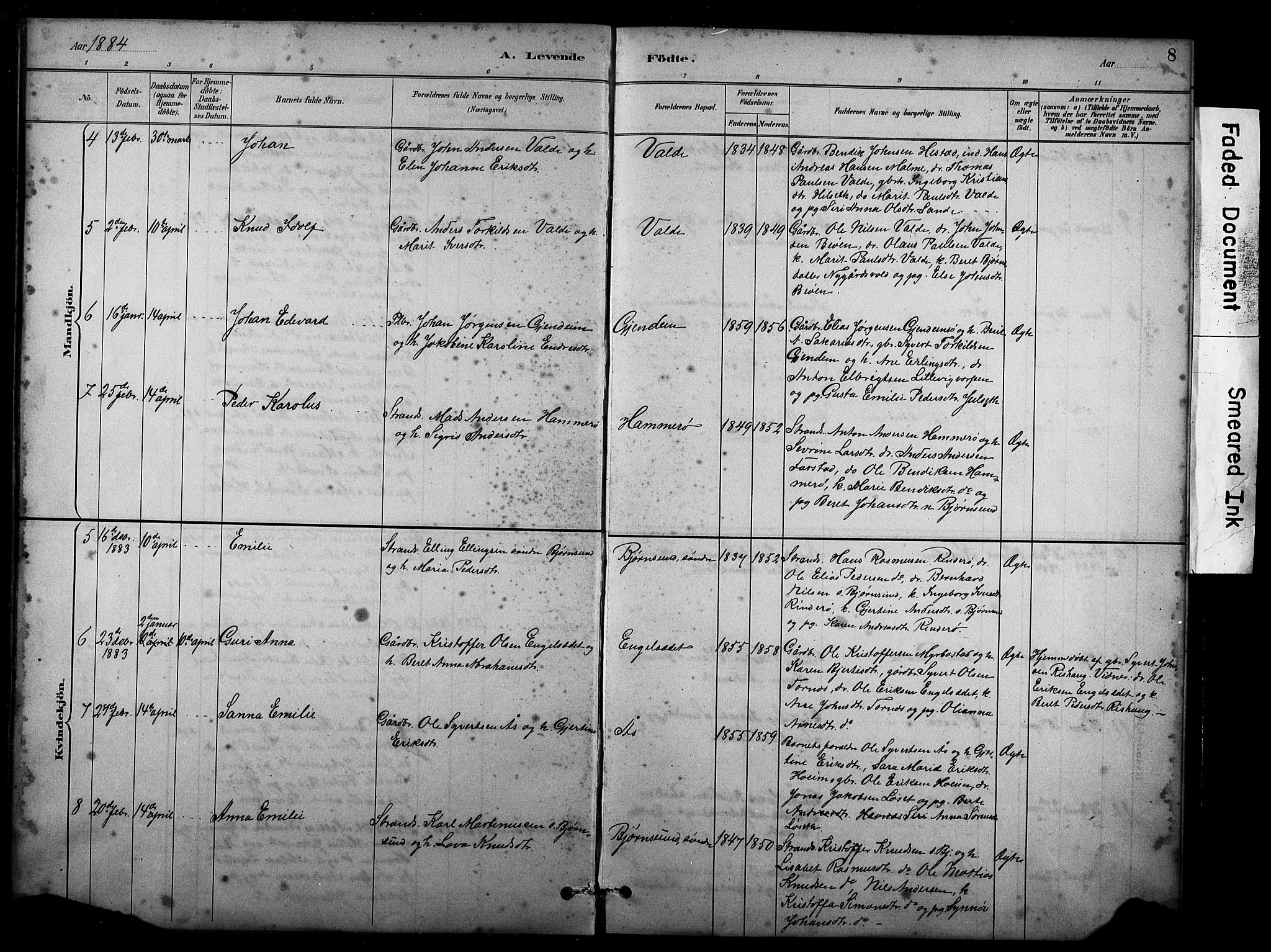 Ministerialprotokoller, klokkerbøker og fødselsregistre - Møre og Romsdal, SAT/A-1454/565/L0755: Parish register (copy) no. 565C04, 1883-1903, p. 8
