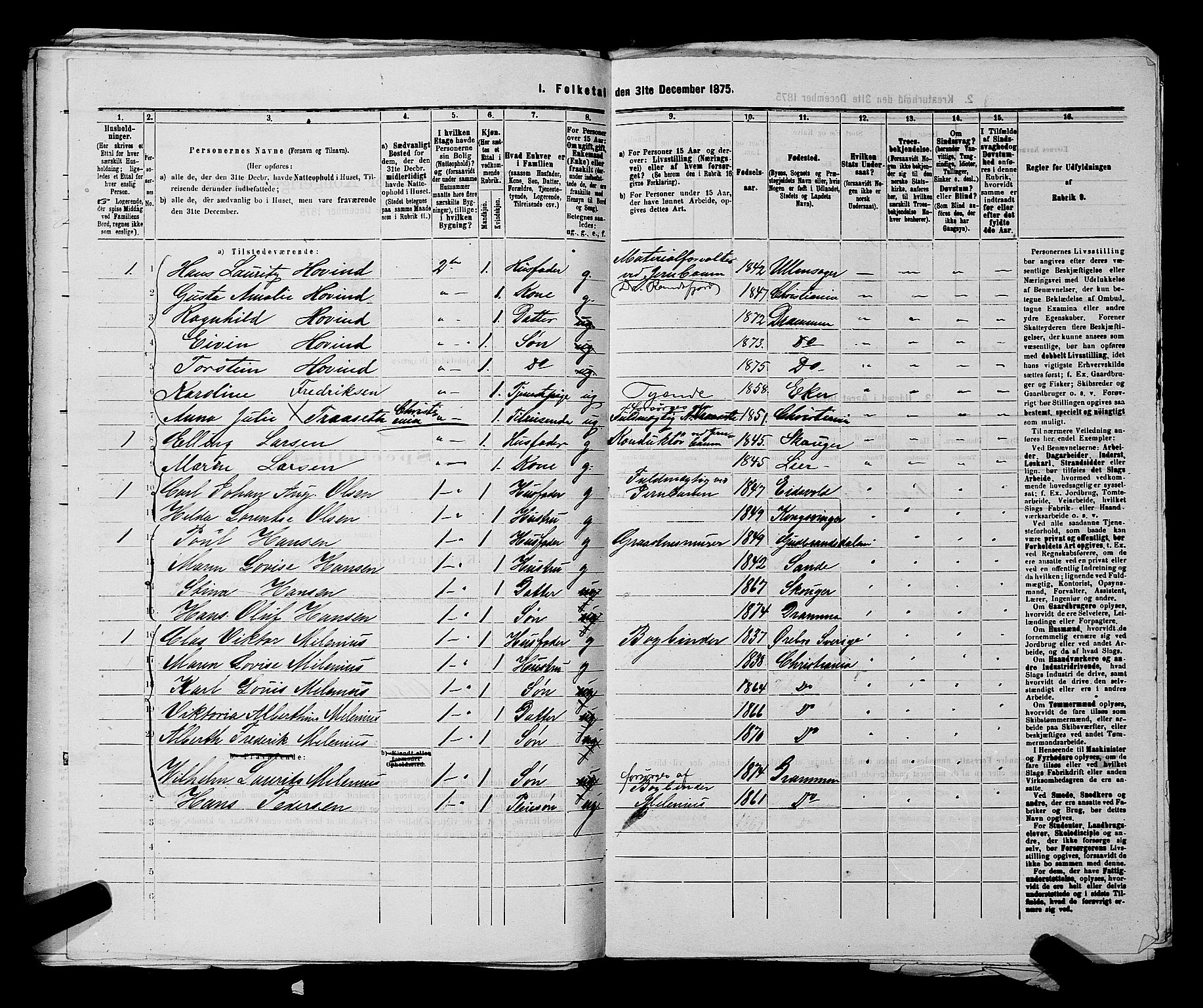 SAKO, 1875 census for 0602 Drammen, 1875, p. 2238