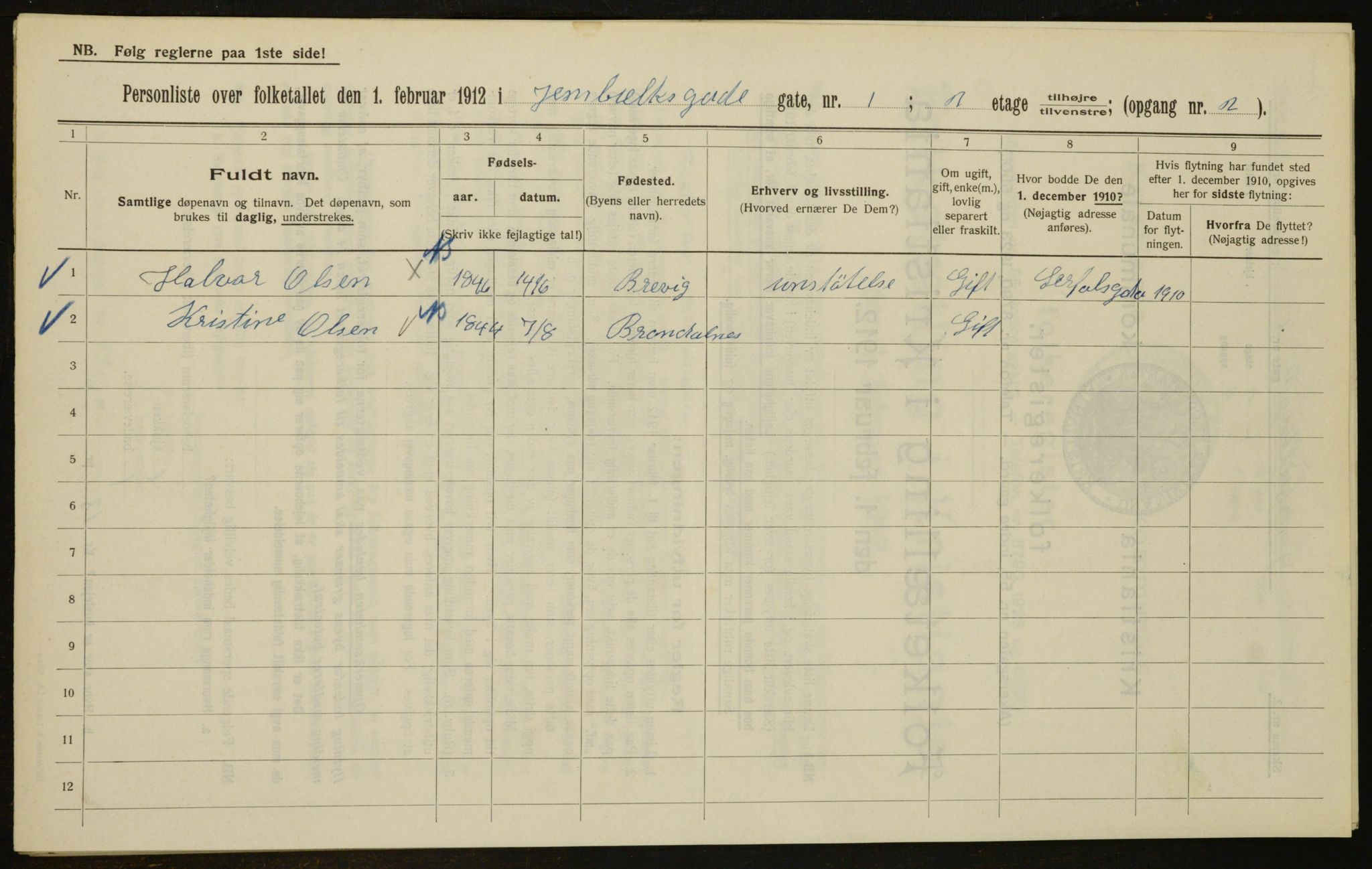 OBA, Municipal Census 1912 for Kristiania, 1912, p. 45817