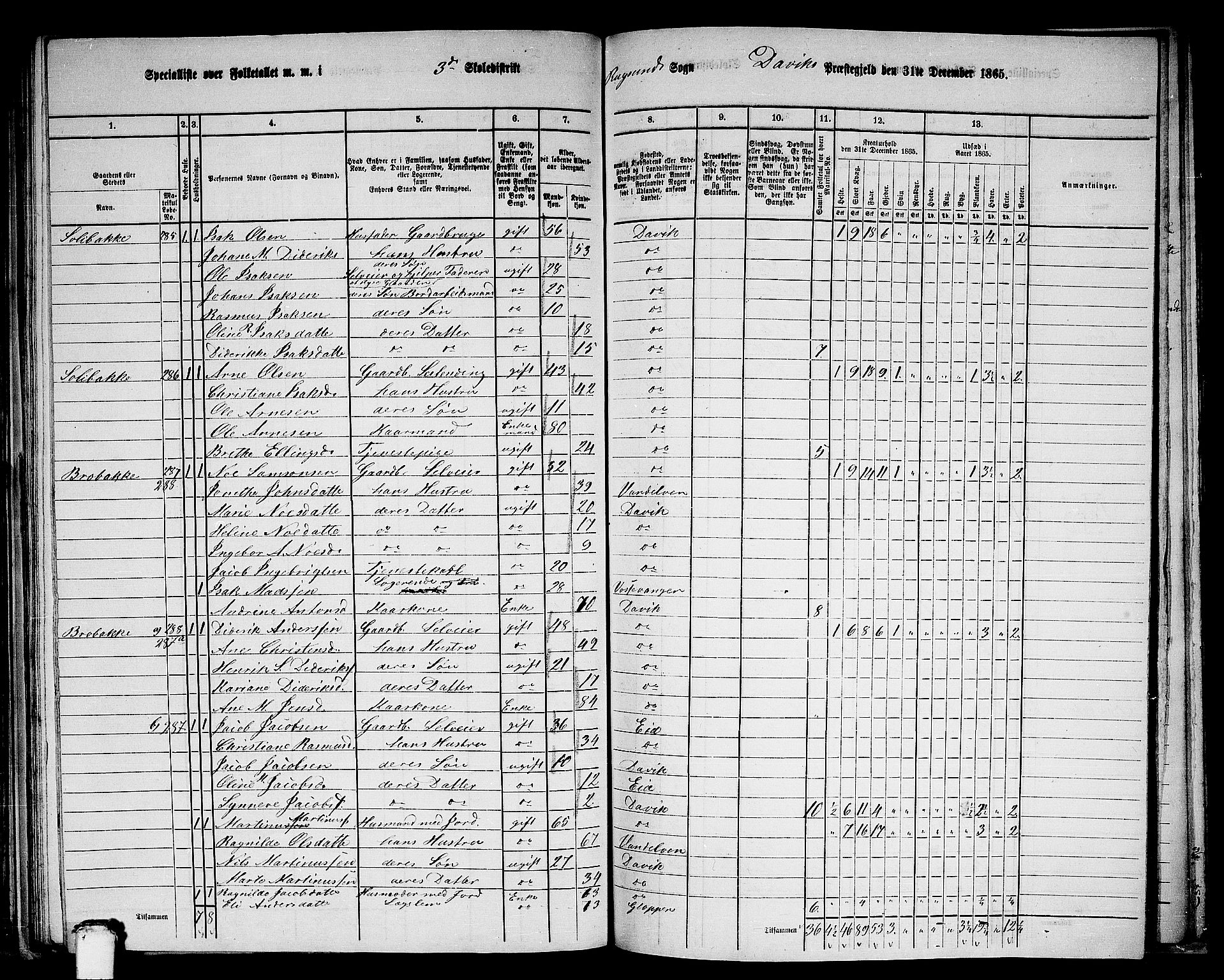 RA, 1865 census for Davik, 1865, p. 75