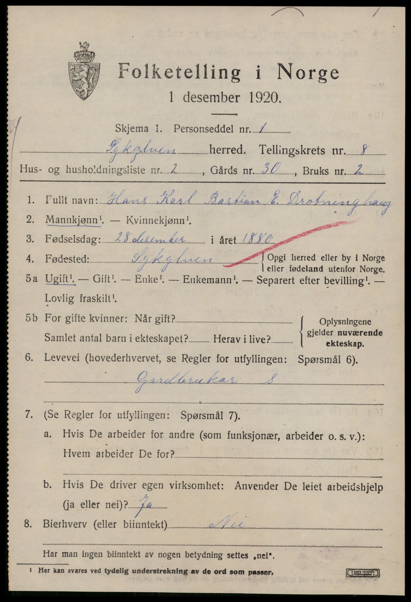 SAT, 1920 census for Sykkylven, 1920, p. 4243