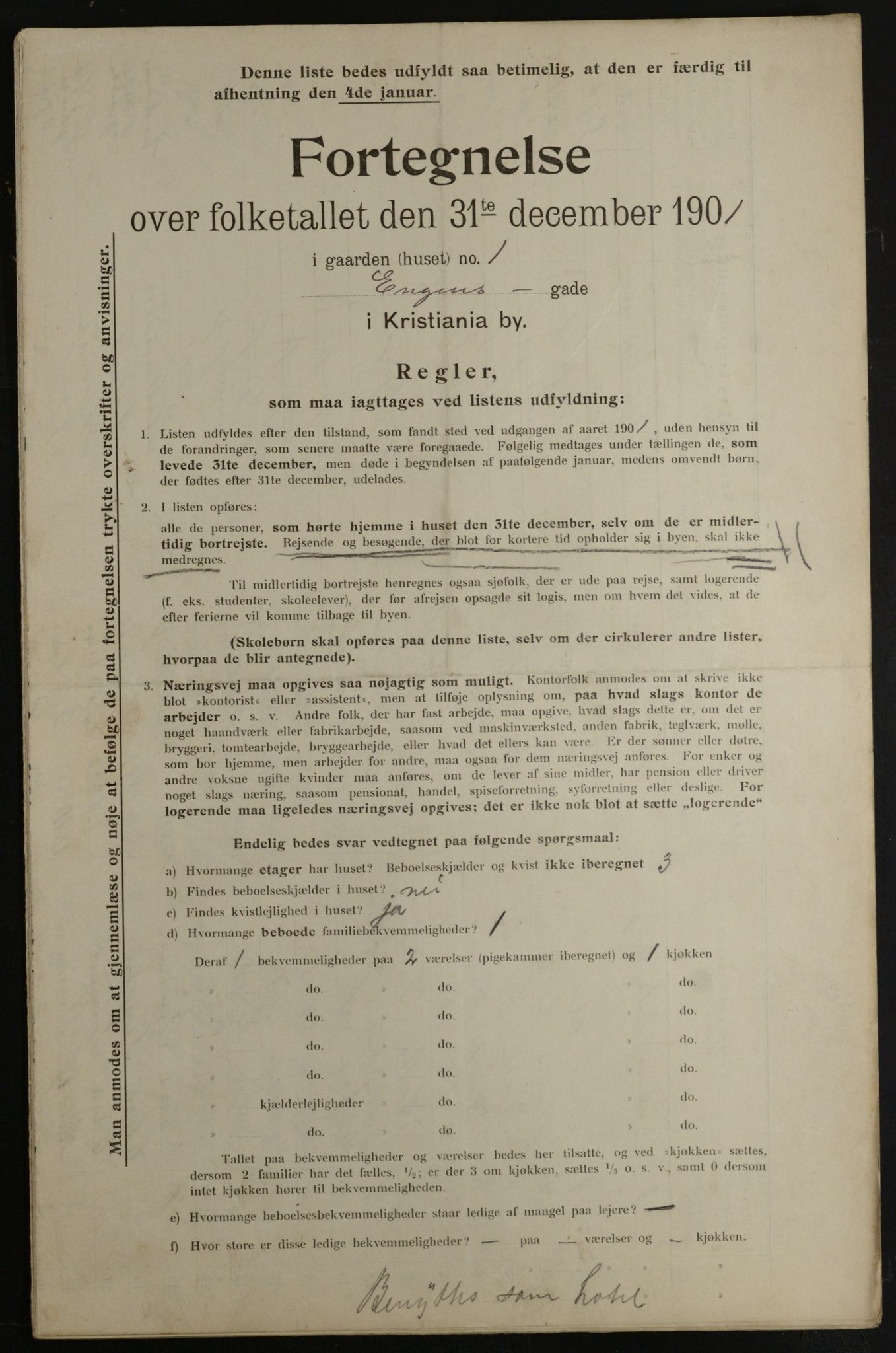 OBA, Municipal Census 1901 for Kristiania, 1901, p. 3506