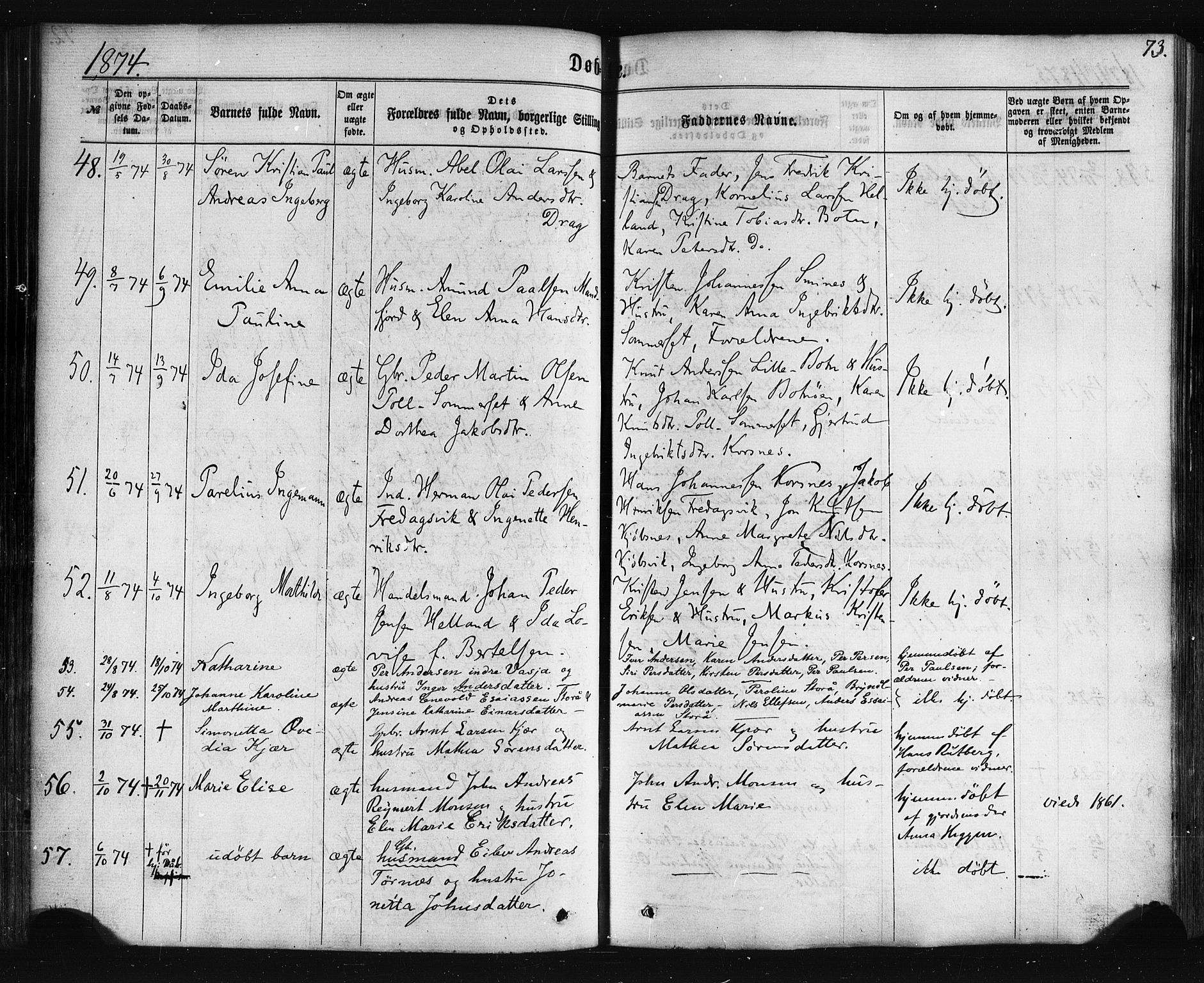 Ministerialprotokoller, klokkerbøker og fødselsregistre - Nordland, AV/SAT-A-1459/861/L0867: Parish register (official) no. 861A02, 1864-1878, p. 73