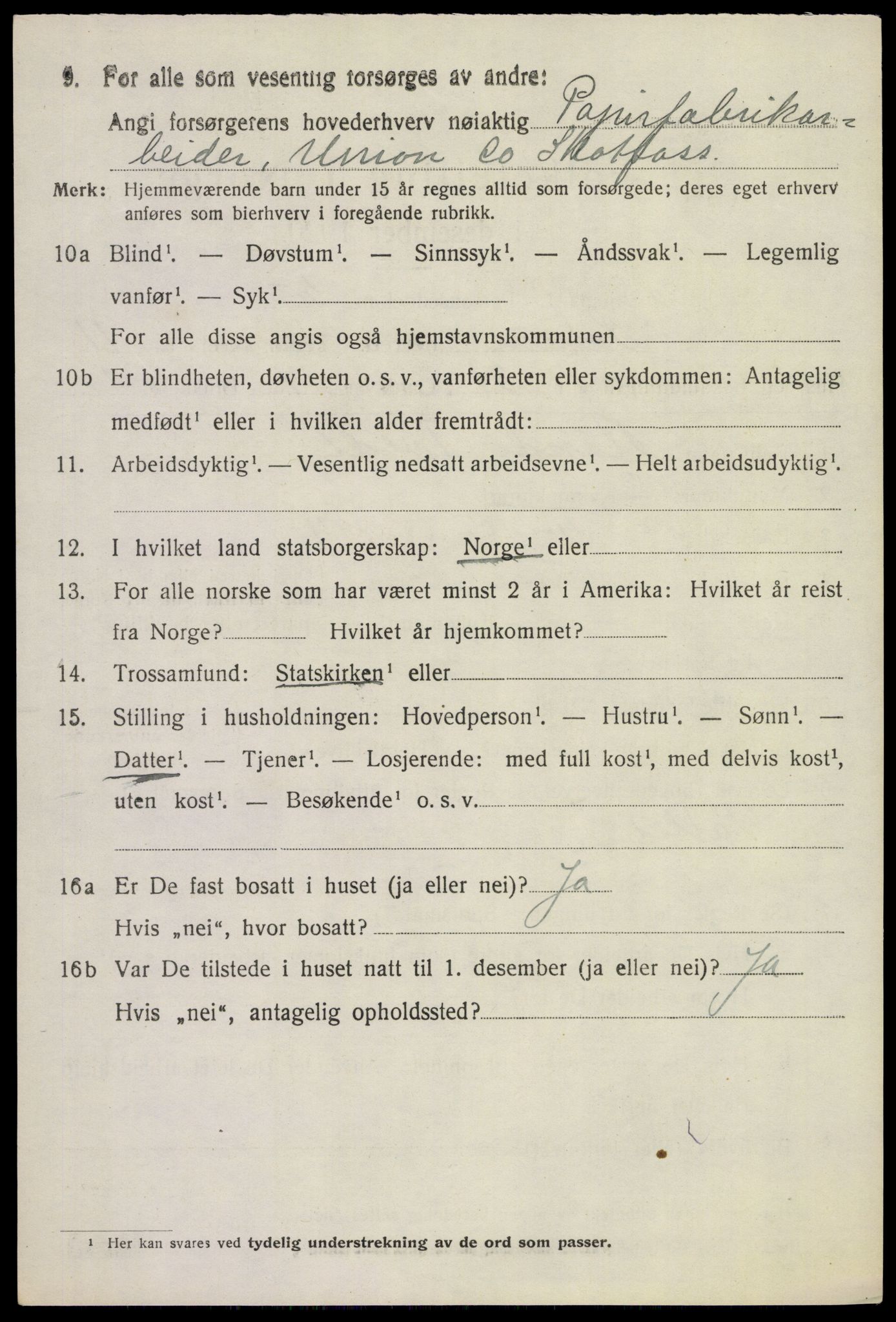 SAKO, 1920 census for Solum, 1920, p. 16161