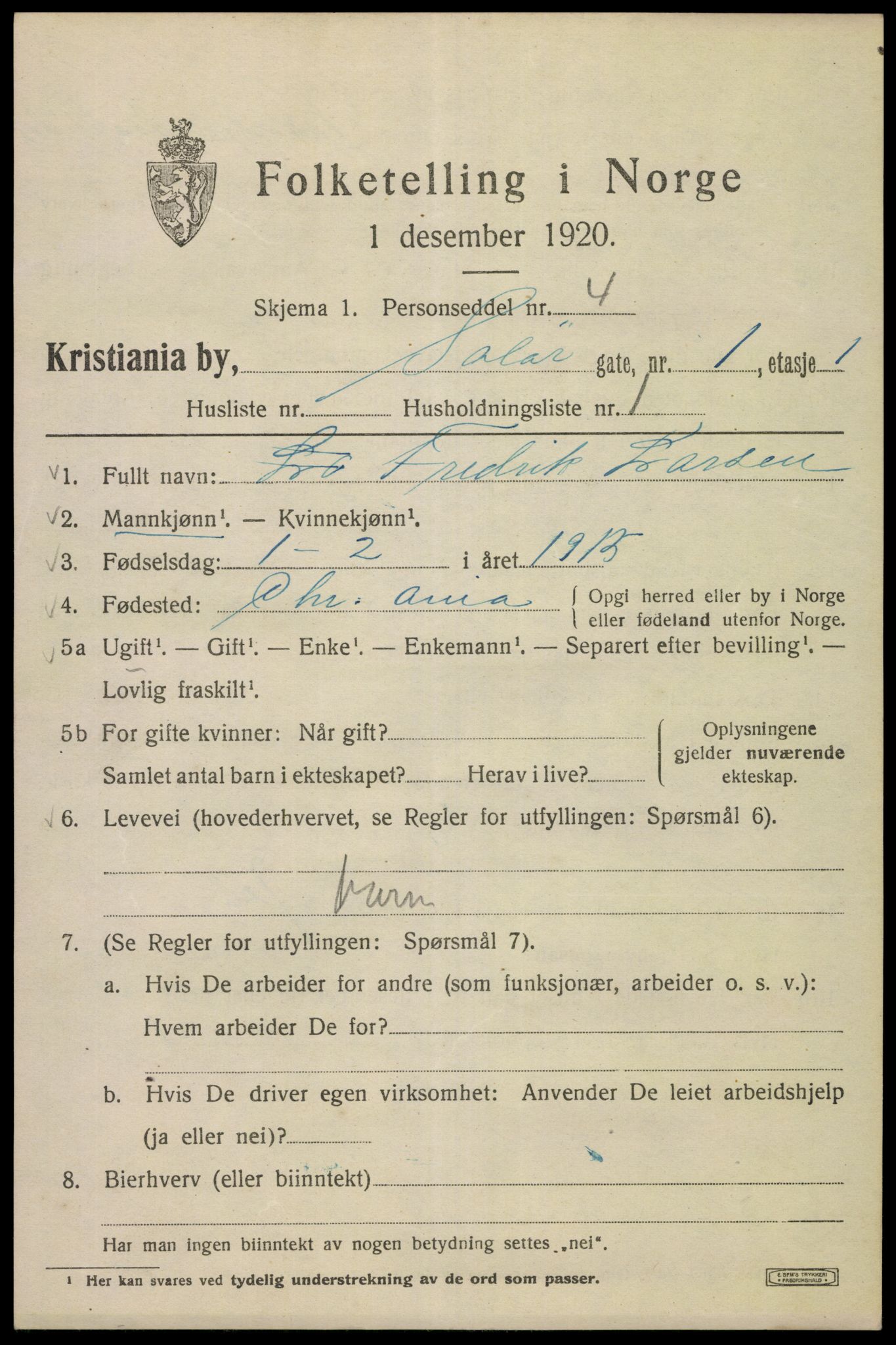 SAO, 1920 census for Kristiania, 1920, p. 527993