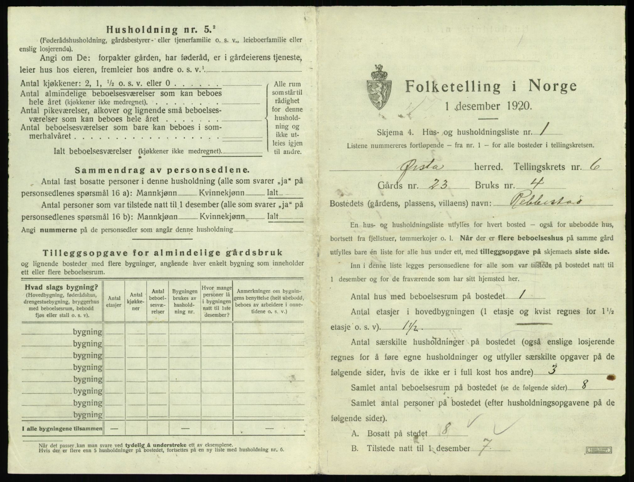 SAT, 1920 census for Ørsta, 1920, p. 606