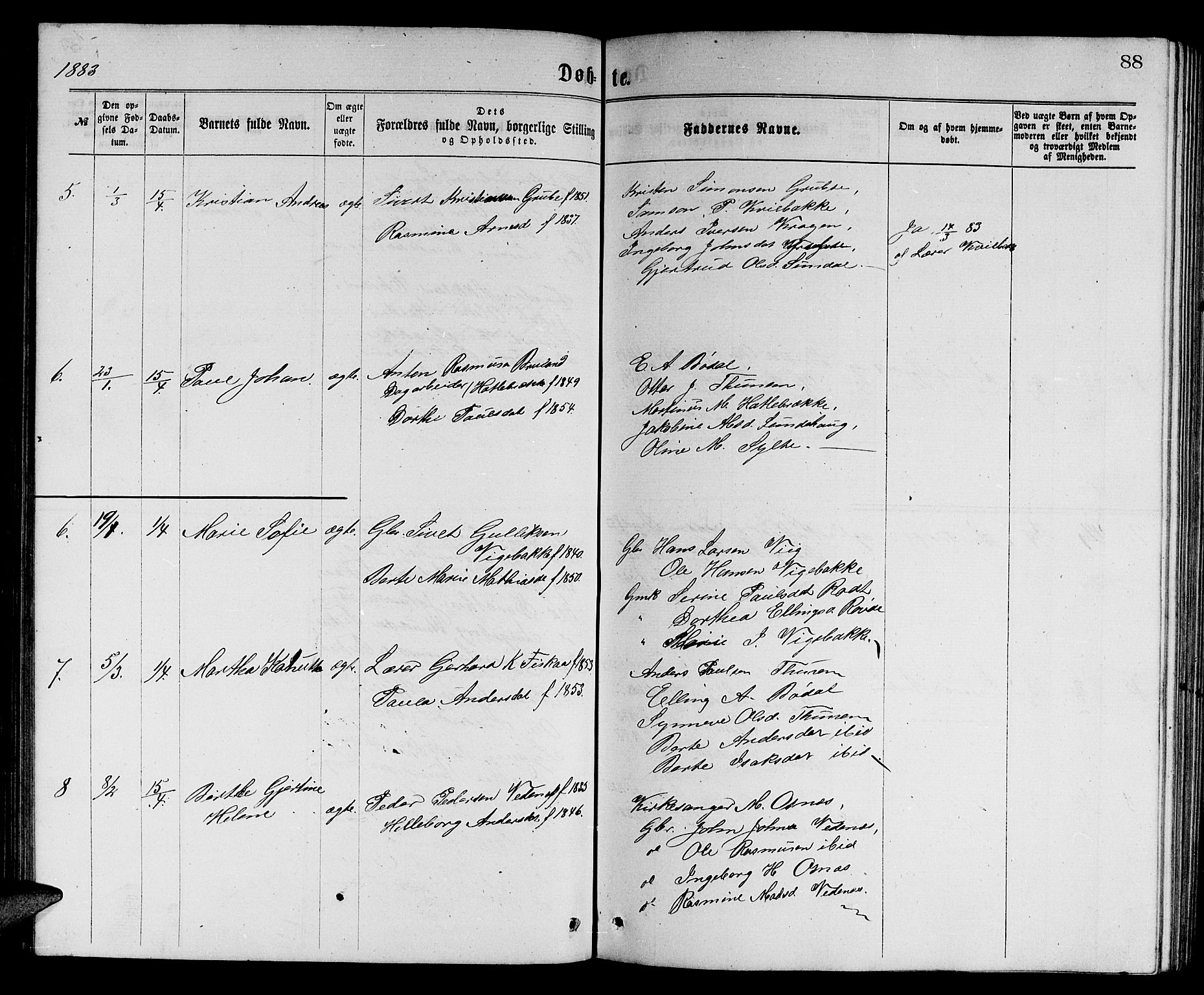 Ministerialprotokoller, klokkerbøker og fødselsregistre - Møre og Romsdal, SAT/A-1454/501/L0016: Parish register (copy) no. 501C02, 1868-1884, p. 88