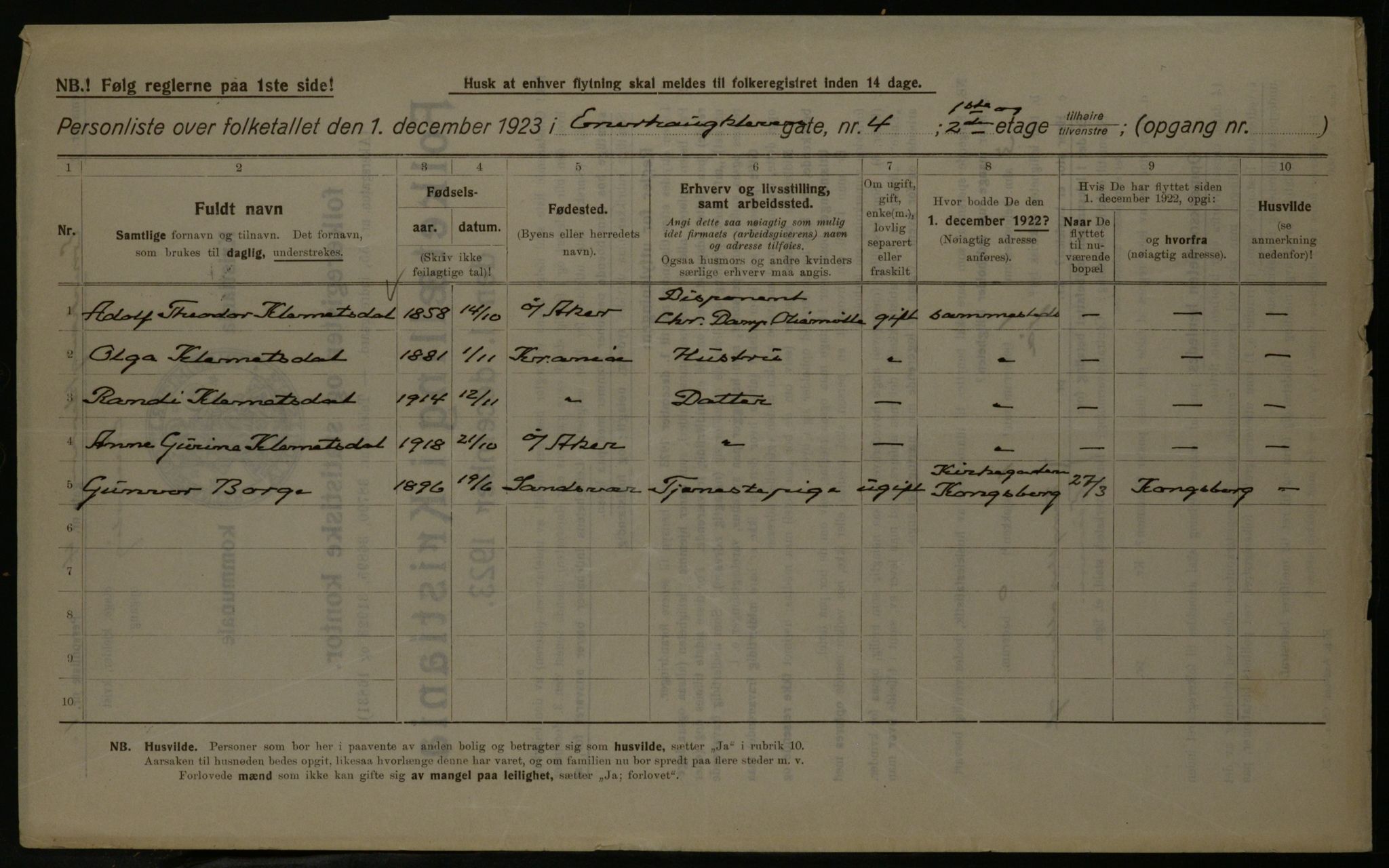 OBA, Municipal Census 1923 for Kristiania, 1923, p. 24173