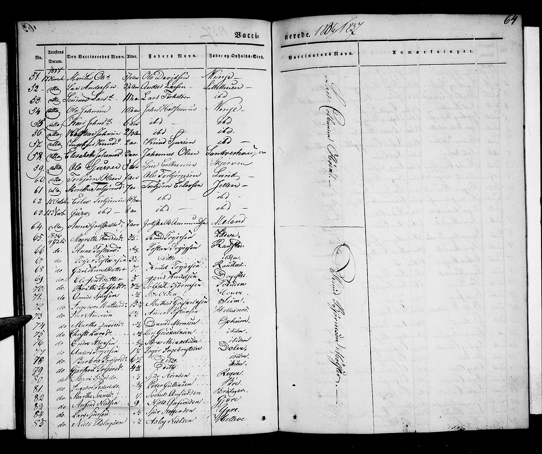 Voss sokneprestembete, AV/SAB-A-79001/H/Haa: Parish register (official) no. A 14, 1837-1847, p. 64