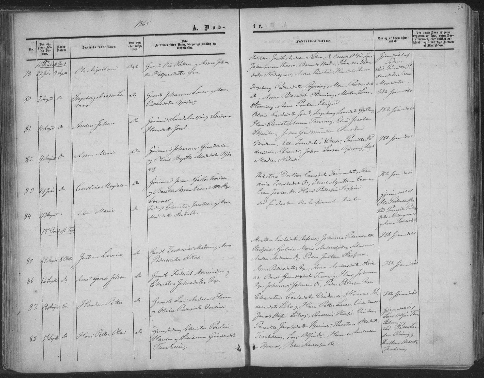 Ministerialprotokoller, klokkerbøker og fødselsregistre - Nordland, AV/SAT-A-1459/853/L0770: Parish register (official) no. 853A09, 1857-1870, p. 64