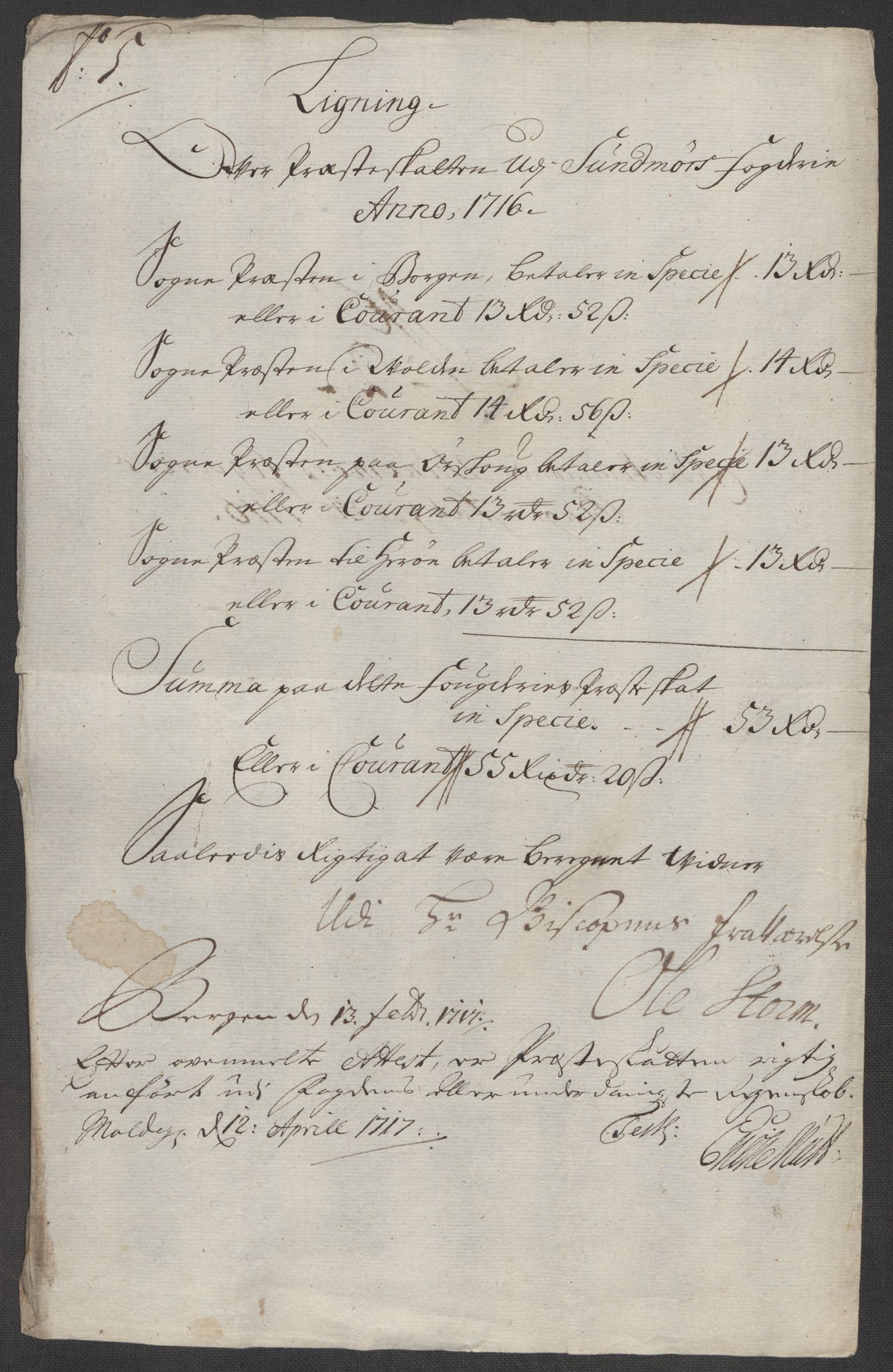 Rentekammeret inntil 1814, Reviderte regnskaper, Fogderegnskap, RA/EA-4092/R54/L3568: Fogderegnskap Sunnmøre, 1716, p. 55