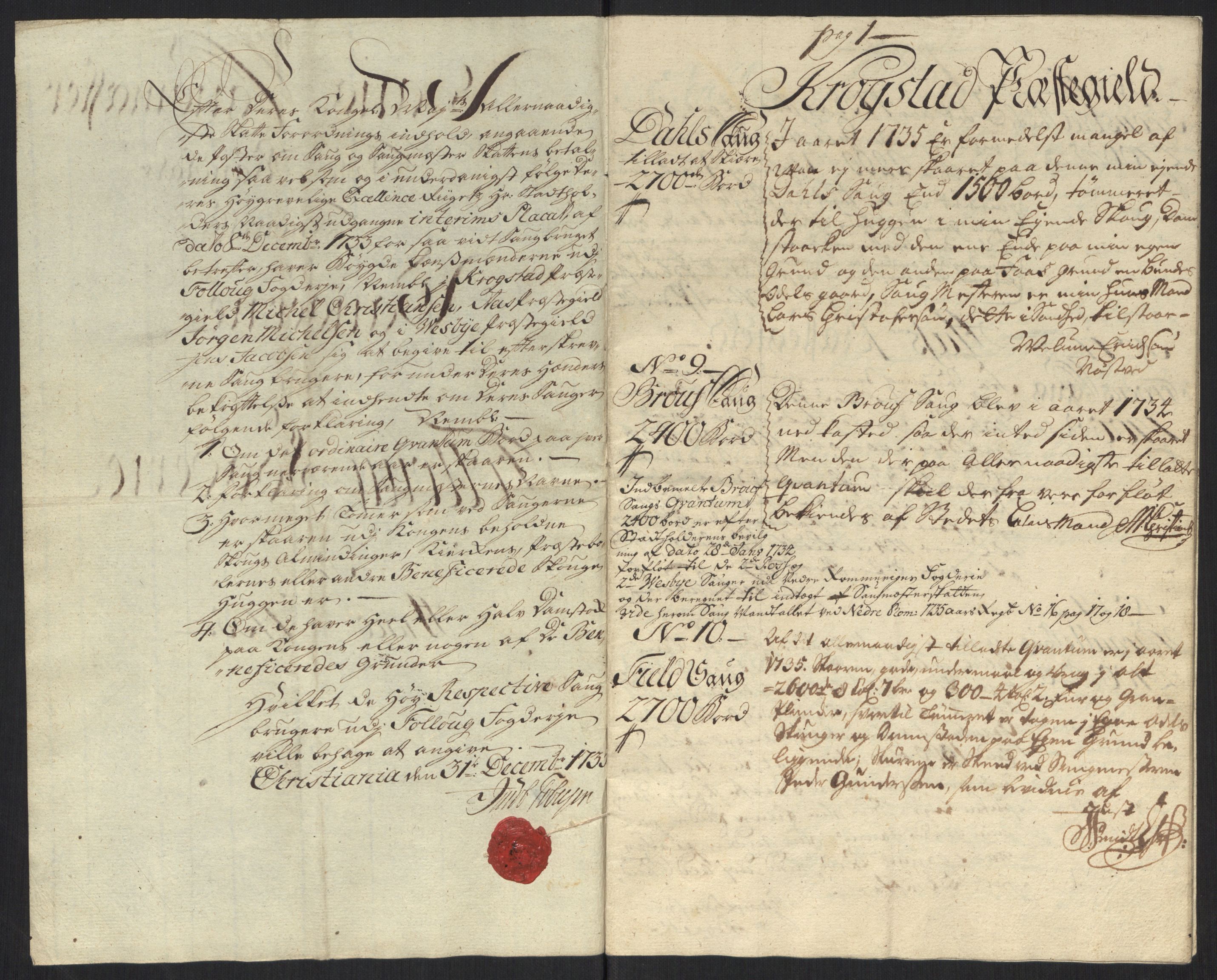 Rentekammeret inntil 1814, Reviderte regnskaper, Fogderegnskap, AV/RA-EA-4092/R10/L0474: Fogderegnskap Aker og Follo, 1735, p. 95