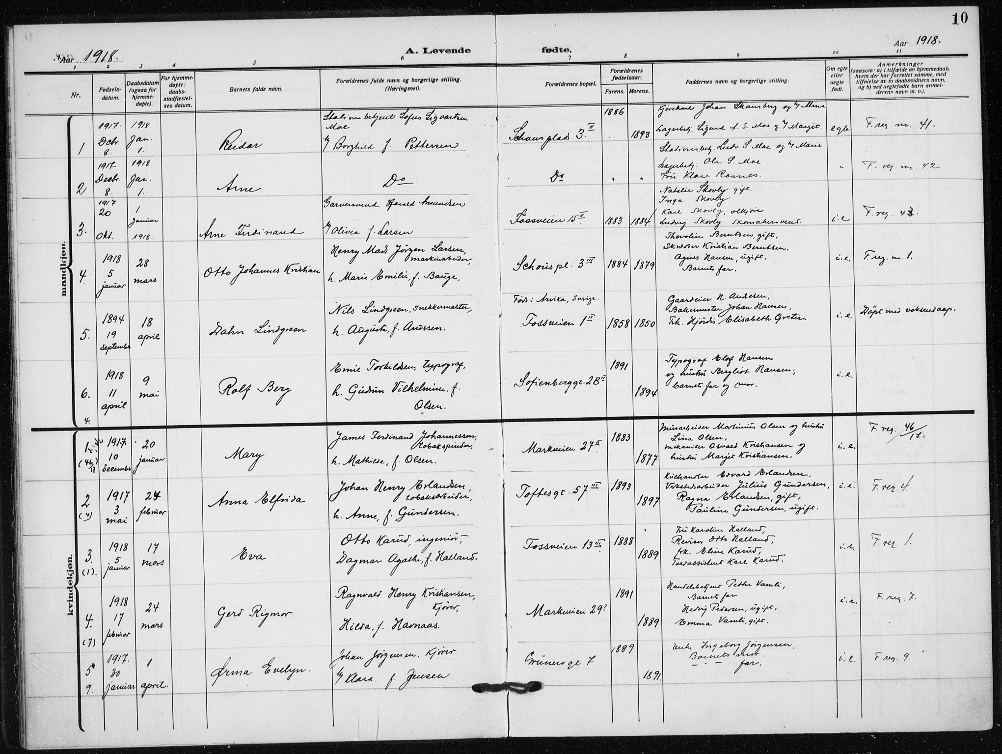 Hauge prestekontor Kirkebøker, AV/SAO-A-10849/F/Fa/L0001: Parish register (official) no. 1, 1917-1938, p. 10