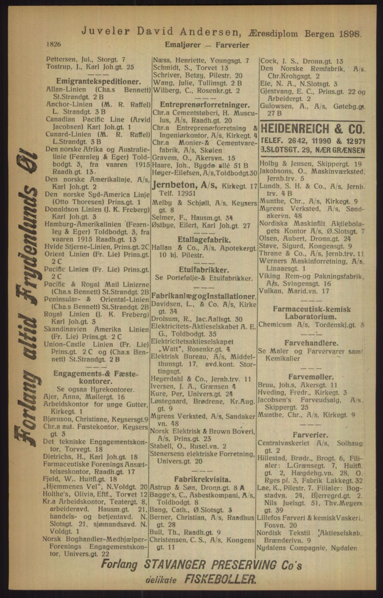 Kristiania/Oslo adressebok, PUBL/-, 1915, p. 1826