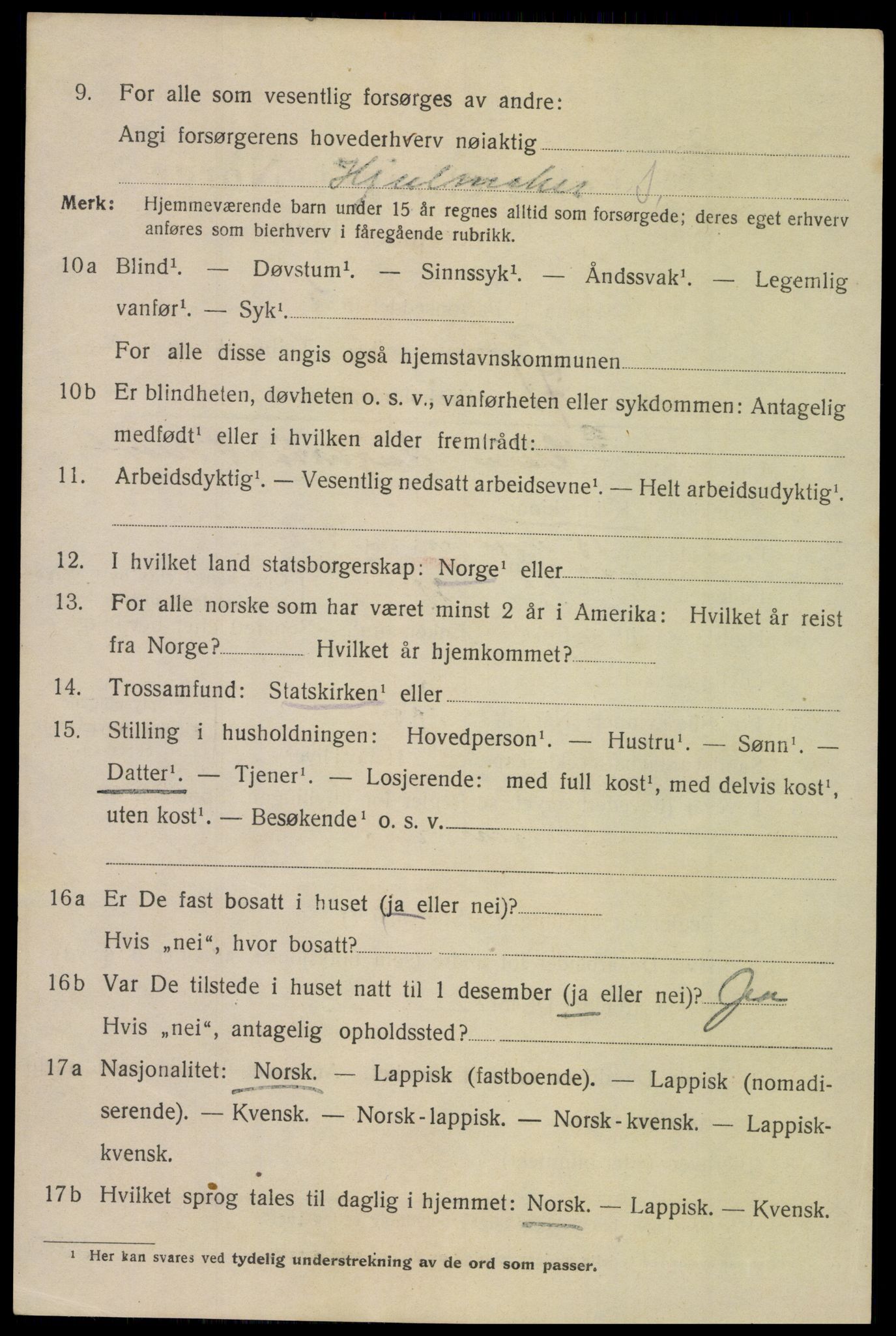 SAT, 1920 census for Bodø, 1920, p. 11090