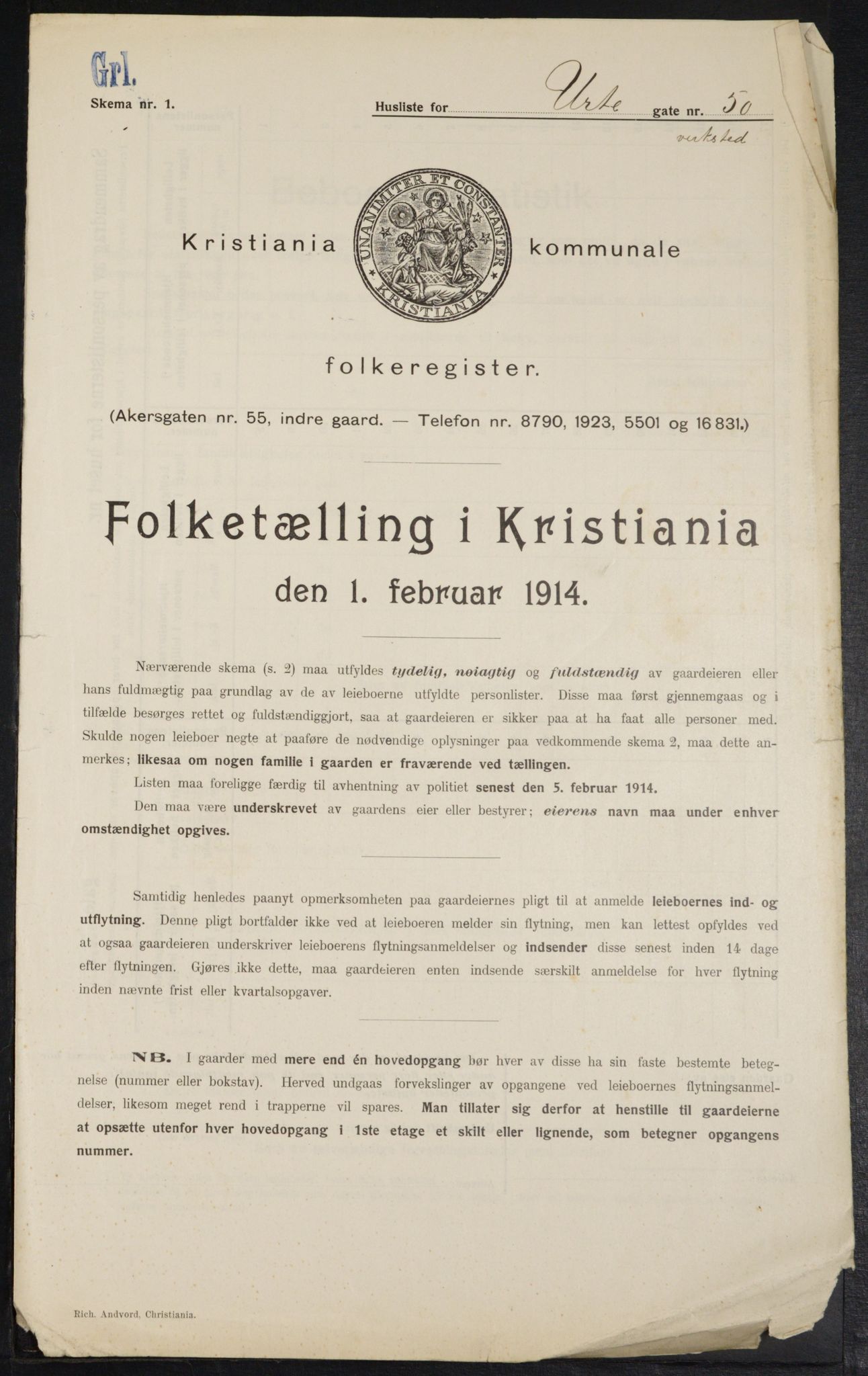 OBA, Municipal Census 1914 for Kristiania, 1914, p. 122340