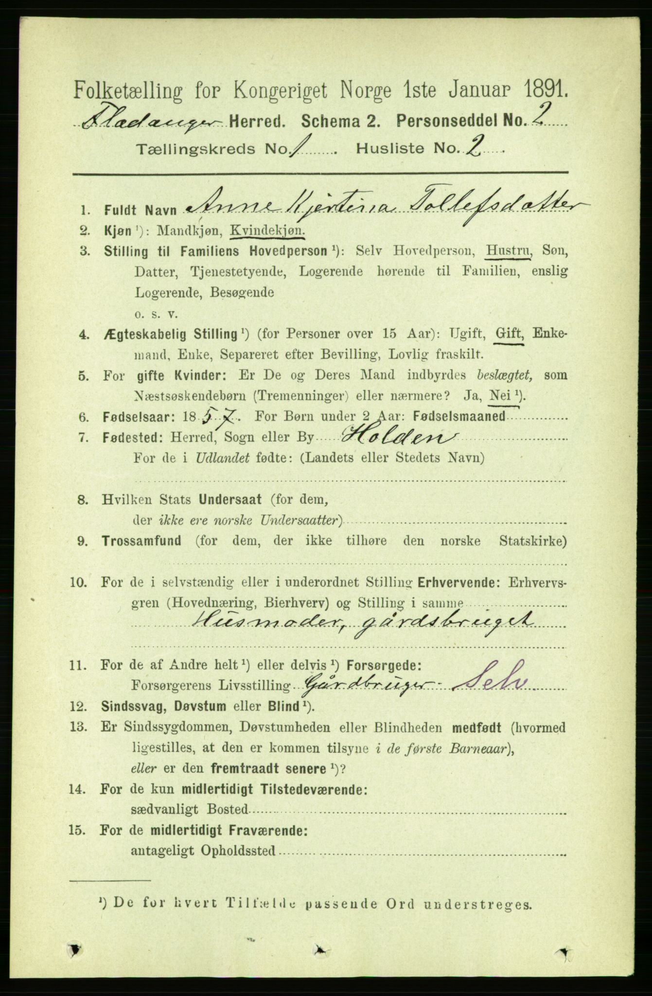 RA, 1891 census for 1749 Flatanger, 1891, p. 112