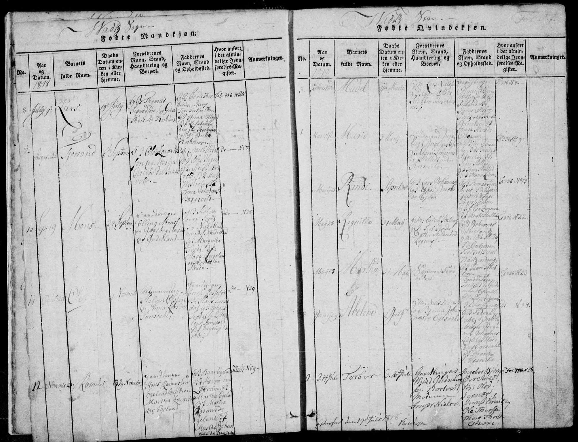 Skjold sokneprestkontor, AV/SAST-A-101847/H/Ha/Haa/L0004: Parish register (official) no. A 4 /2, 1815-1830, p. 7