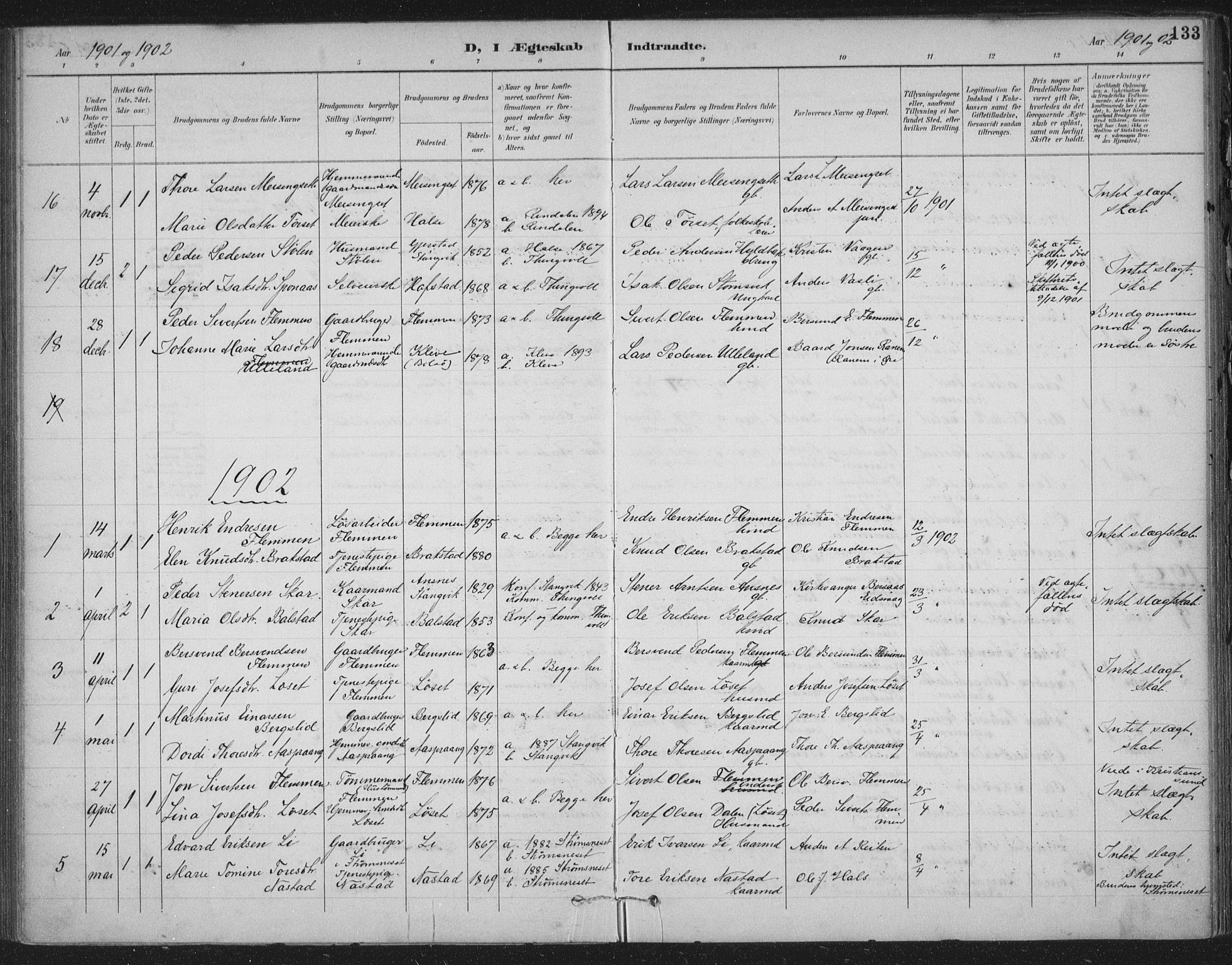 Ministerialprotokoller, klokkerbøker og fødselsregistre - Møre og Romsdal, AV/SAT-A-1454/586/L0988: Parish register (official) no. 586A14, 1893-1905, p. 133