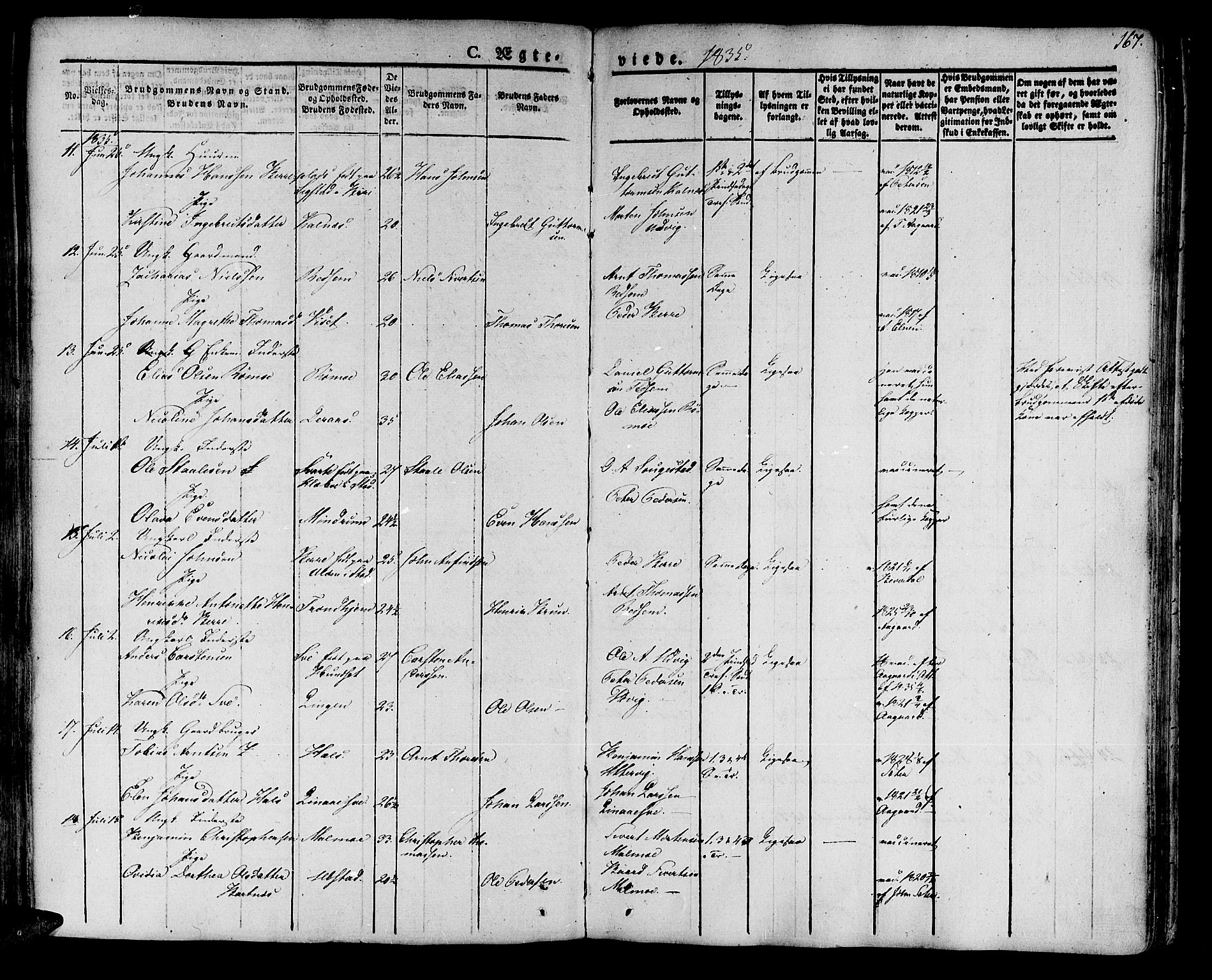 Ministerialprotokoller, klokkerbøker og fødselsregistre - Nord-Trøndelag, AV/SAT-A-1458/741/L0390: Parish register (official) no. 741A04, 1822-1836, p. 167