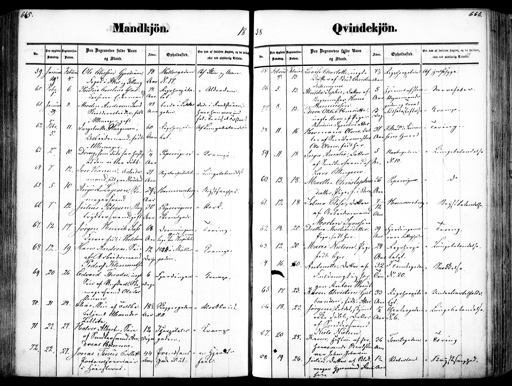 Oslo domkirke Kirkebøker, SAO/A-10752/F/Fa/L0025: Parish register (official) no. 25, 1847-1867, p. 665-666