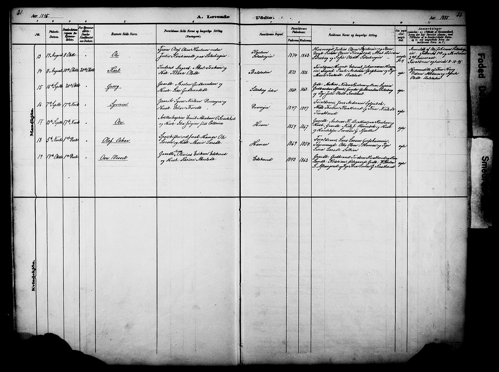 Nes prestekontor, Hedmark, AV/SAH-PREST-020/L/La/L0006: Parish register (copy) no. 6, 1890-1932, p. 21-22