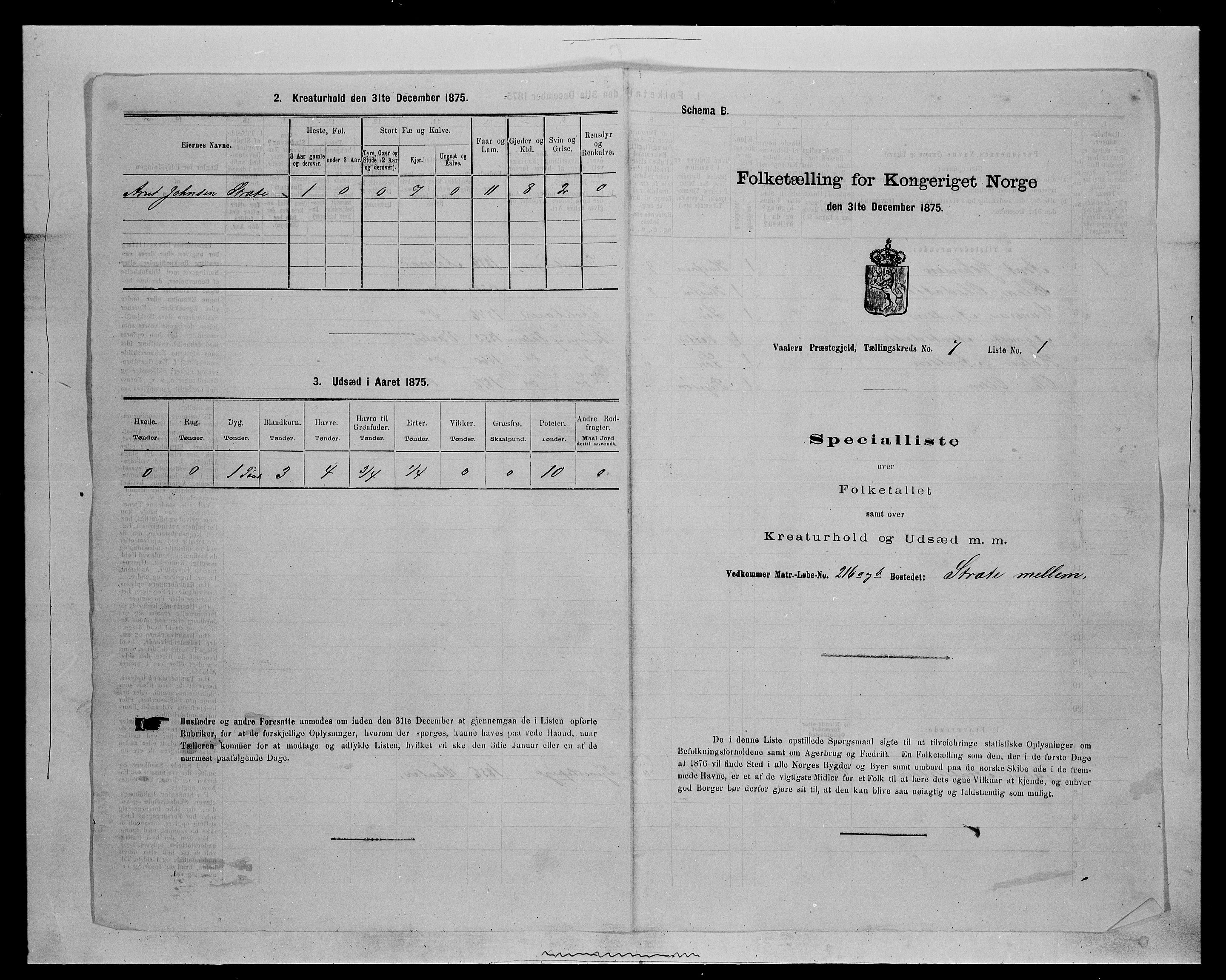 SAH, 1875 census for 0426P Våler parish (Hedmark), 1875, p. 880