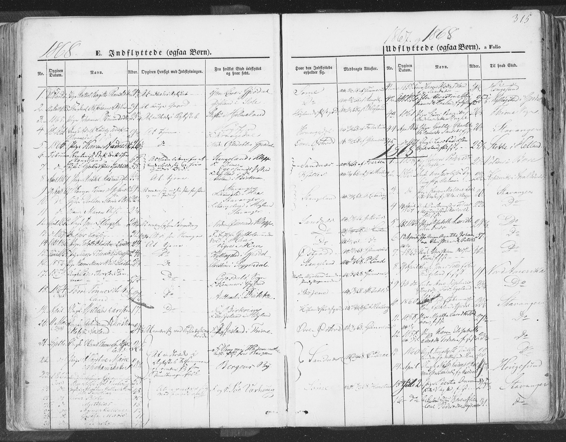 Høyland sokneprestkontor, SAST/A-101799/001/30BA/L0009: Parish register (official) no. A 9.2, 1857-1877, p. 315