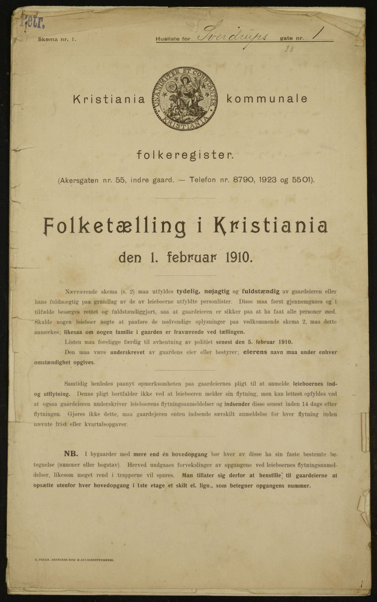 OBA, Municipal Census 1910 for Kristiania, 1910, p. 99463